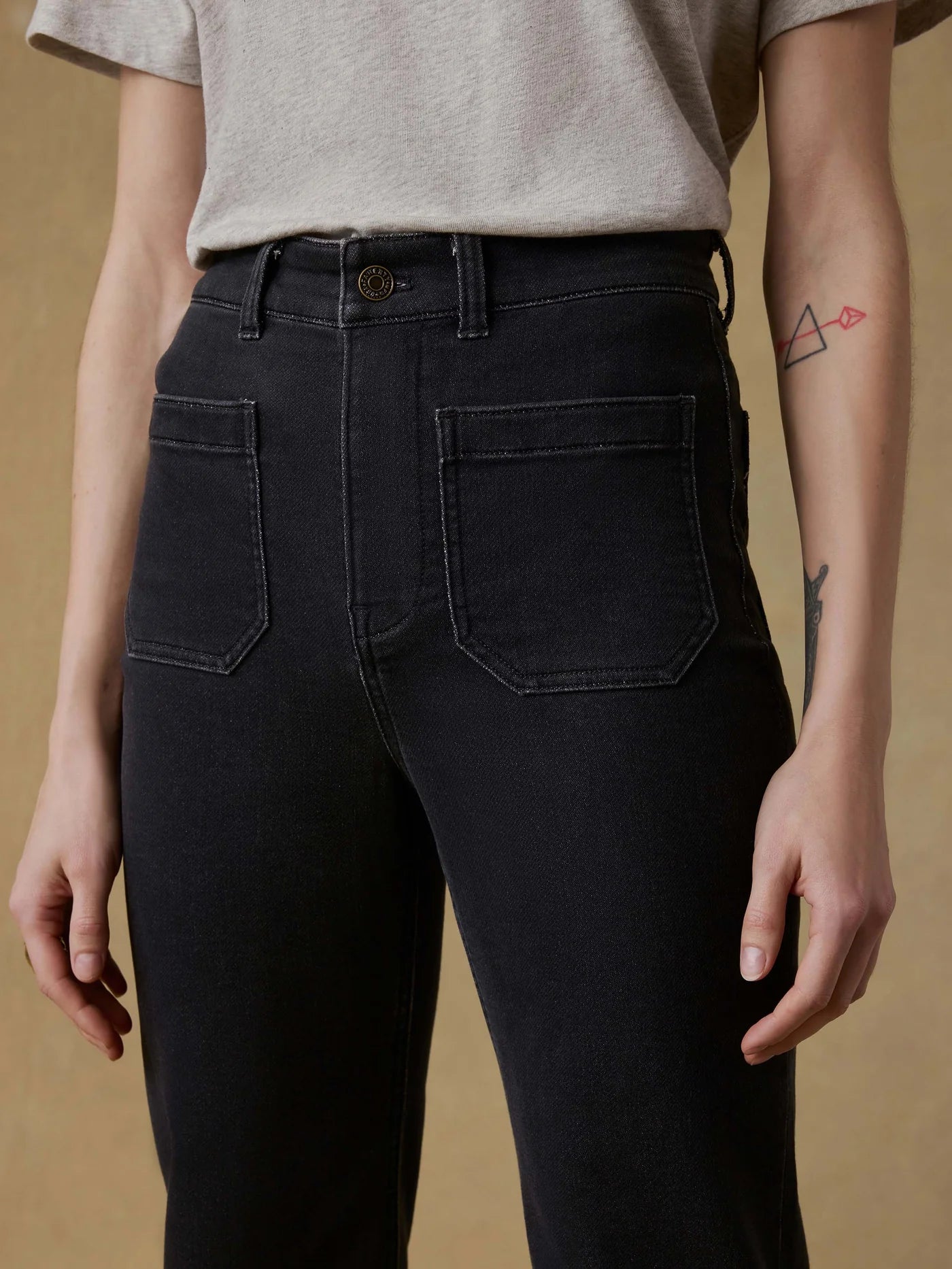 Stretch Terry Patch Pocket Ankle Pant - Onyx Black