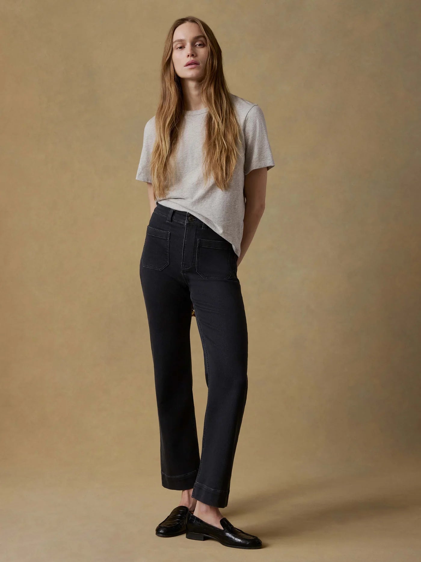 Stretch Terry Patch Pocket Ankle Pant - Onyx Black