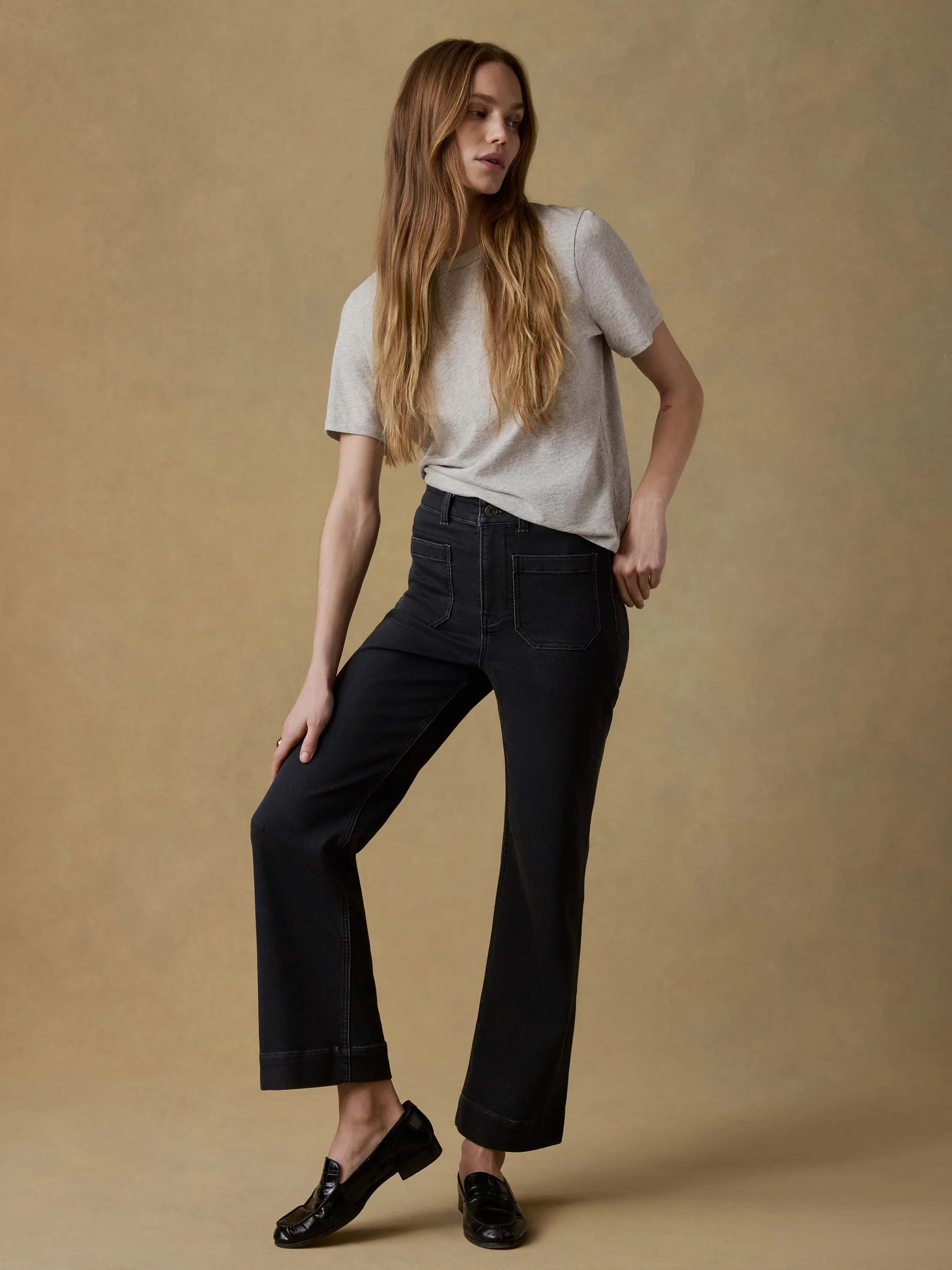 Stretch Terry Patch Pocket Ankle Pant - Onyx Black