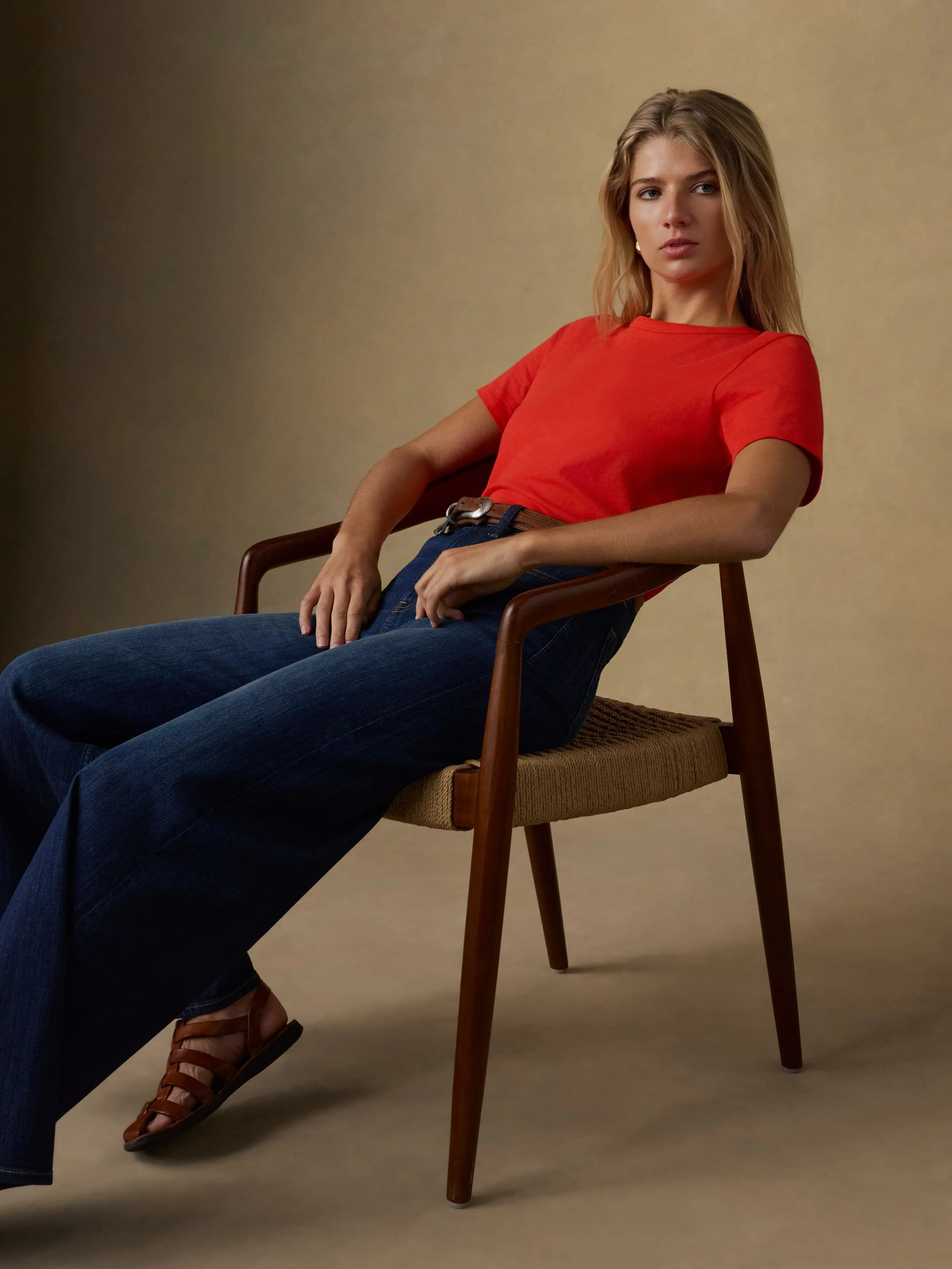 Sunwashed Regenerative Tee - Poppy Red