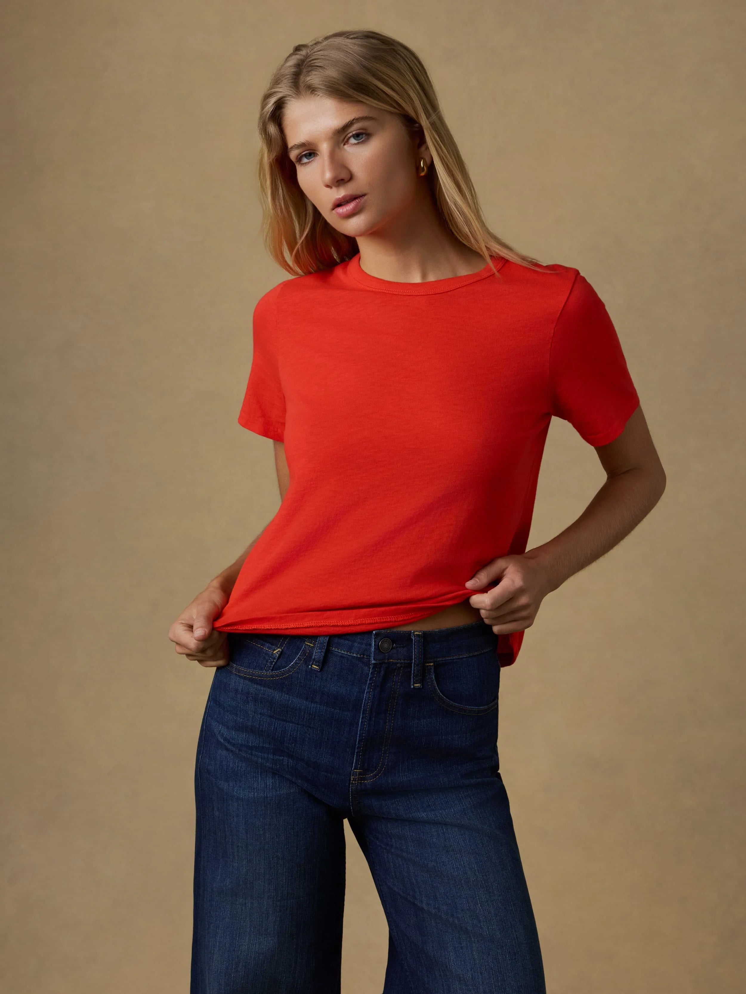 Sunwashed Regenerative Tee - Poppy Red