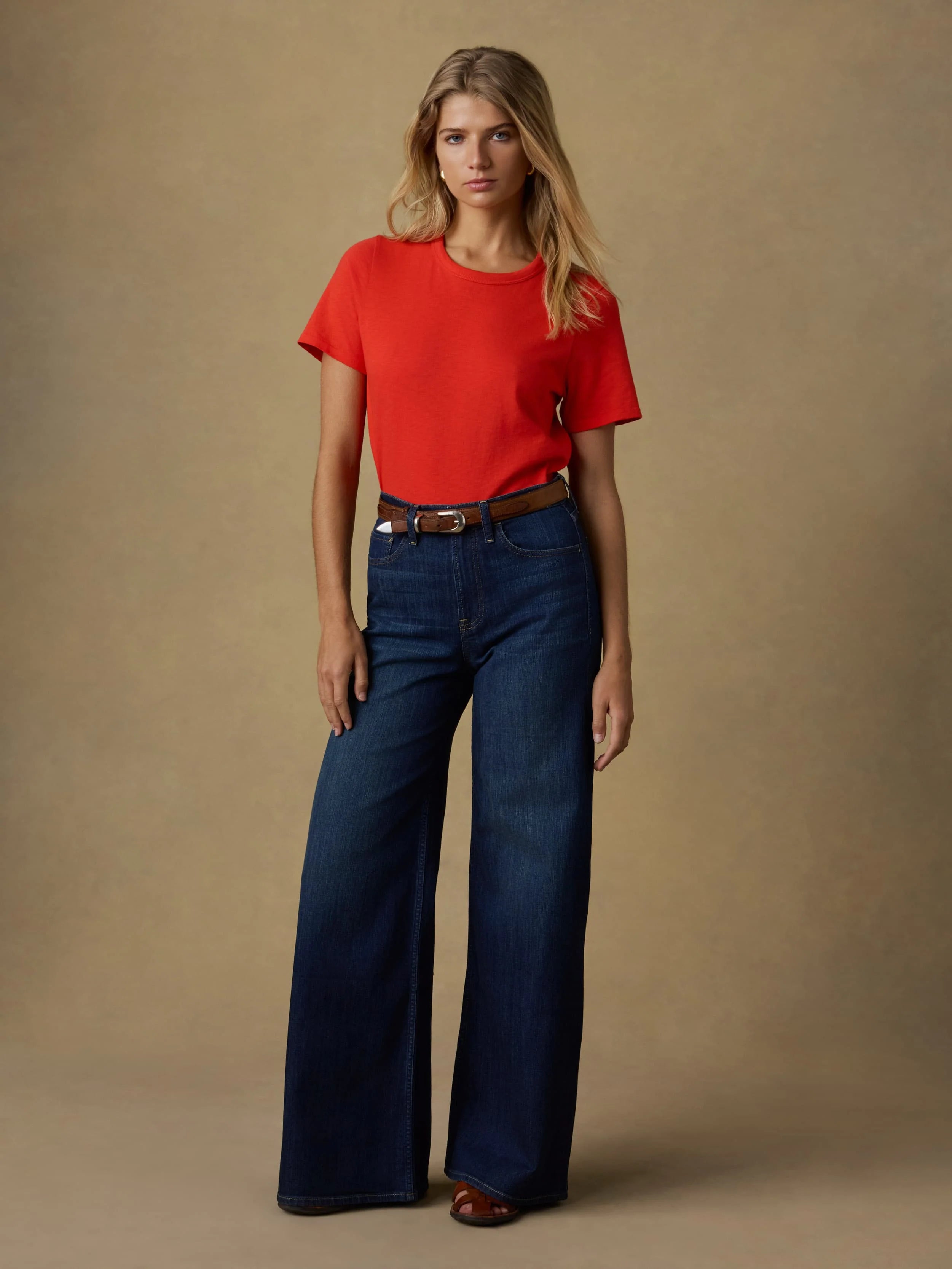 Sunwashed Regenerative Tee - Poppy Red