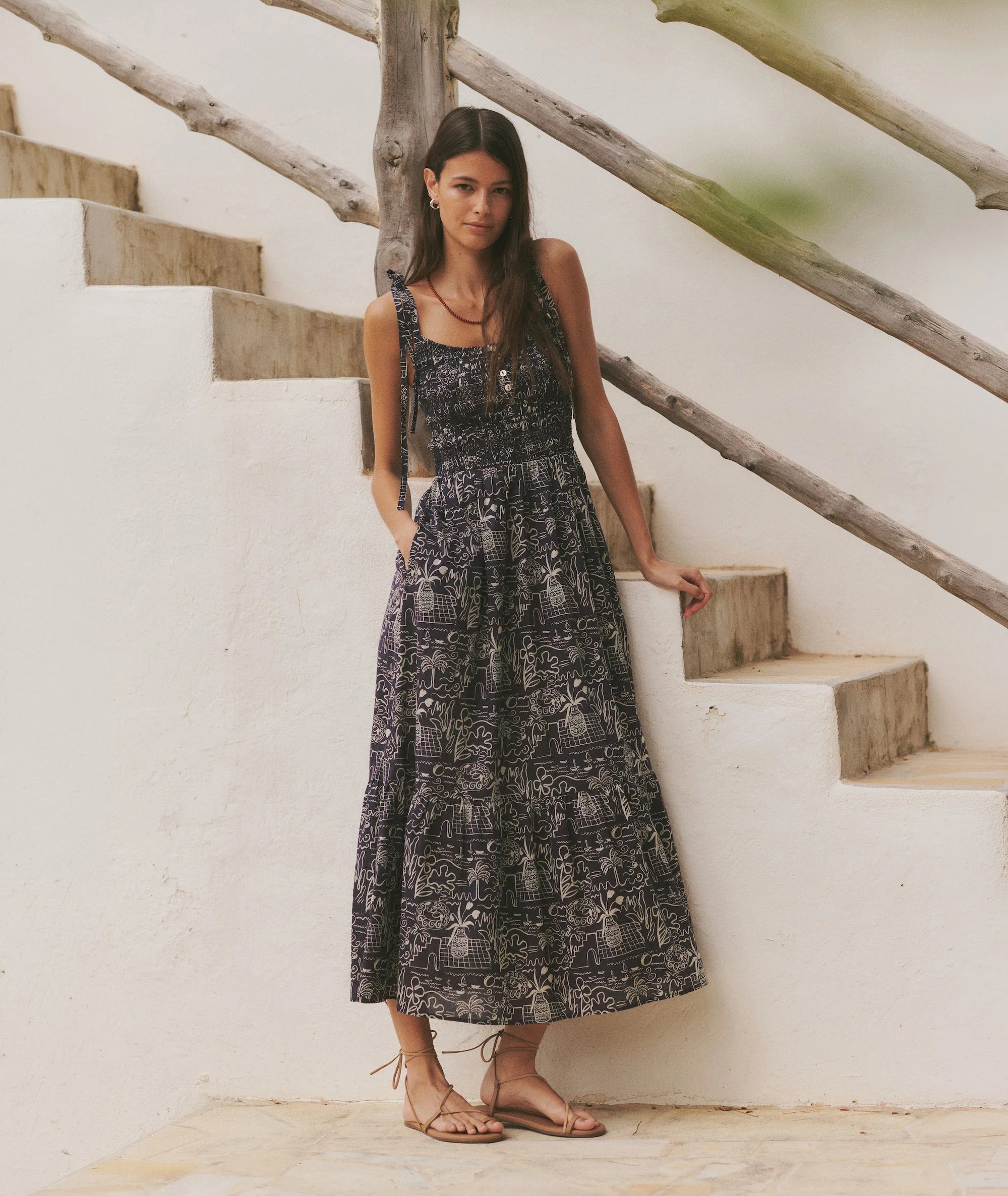 Carmen Smocked Dress - Flores Print
