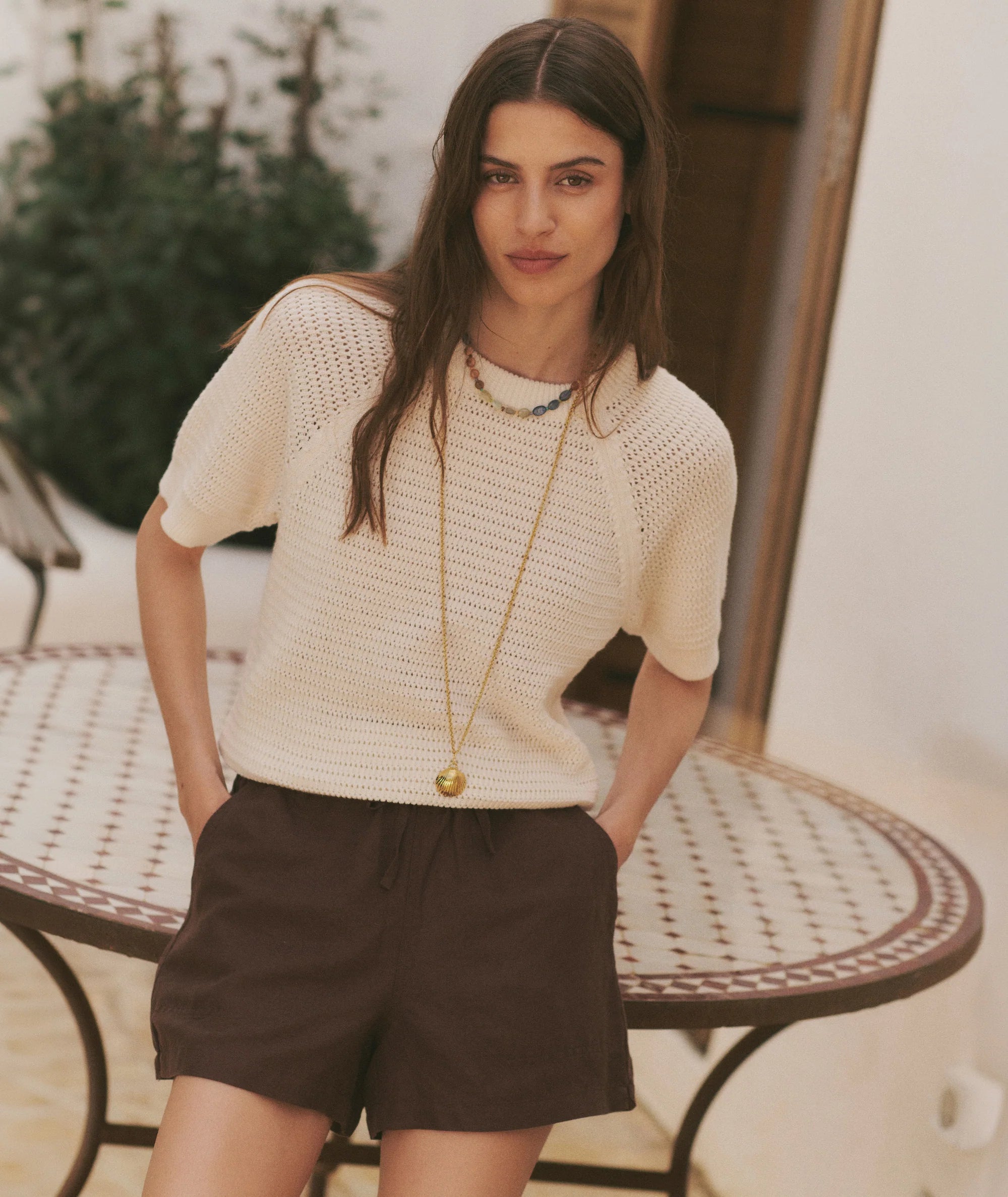 Linen Drawstring Short - Chocolate