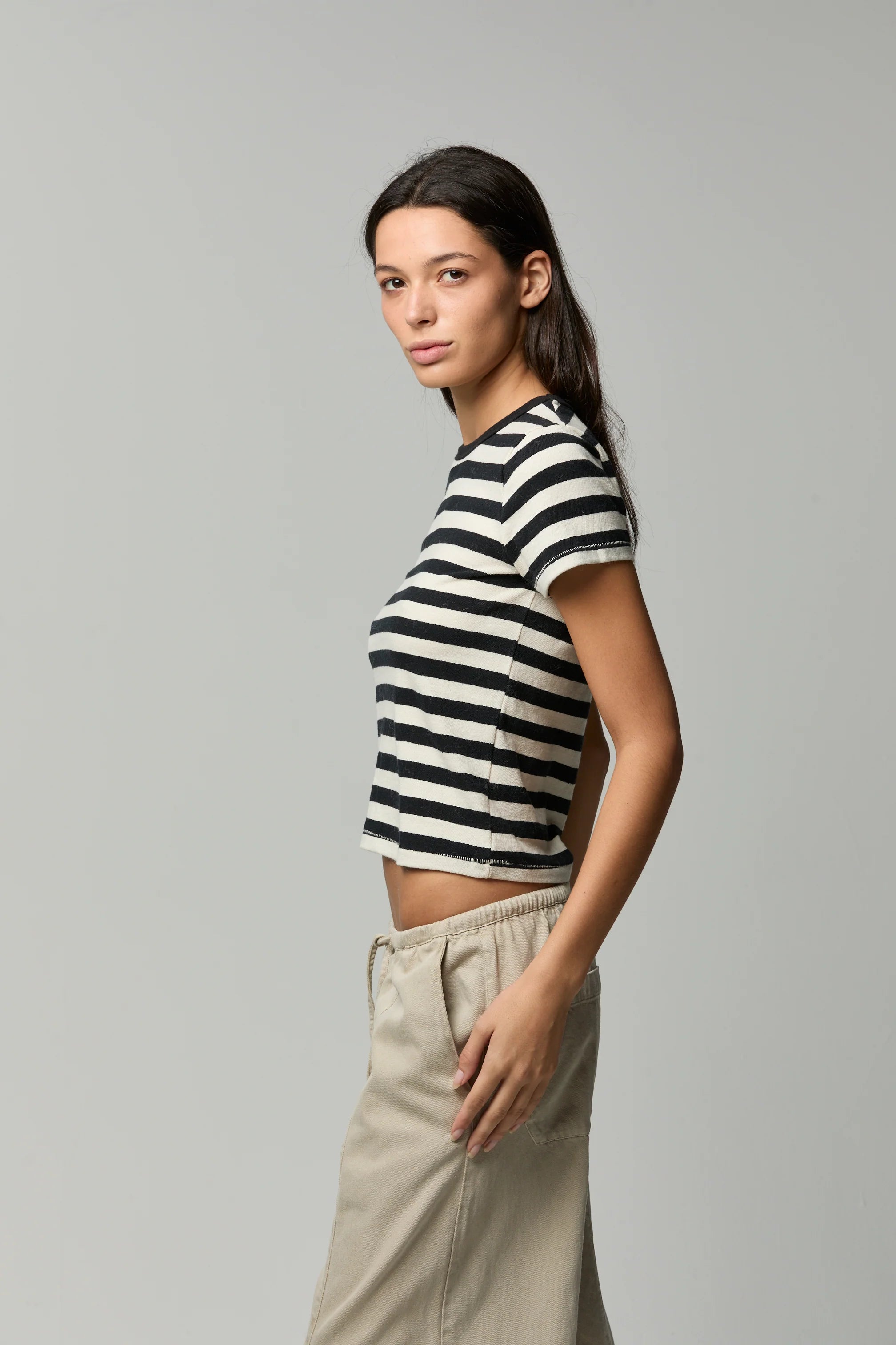 Rylee Tee - Black/White Stripe
