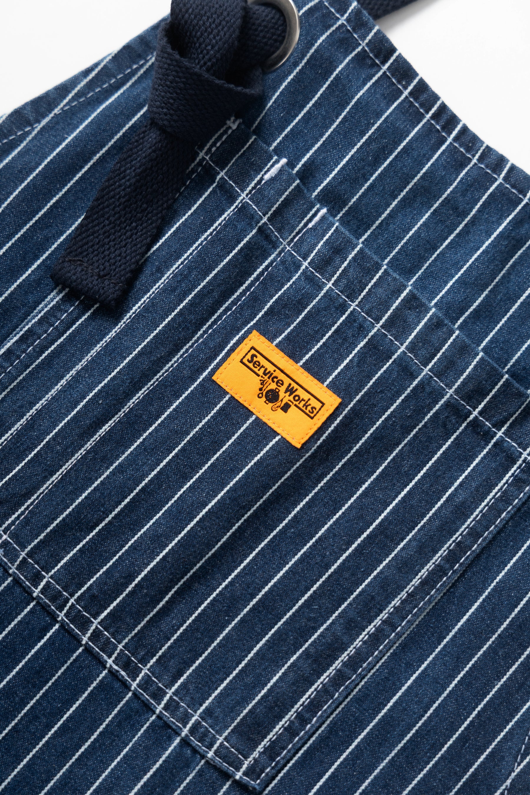 Pinstripe Denim Apron - Indigo