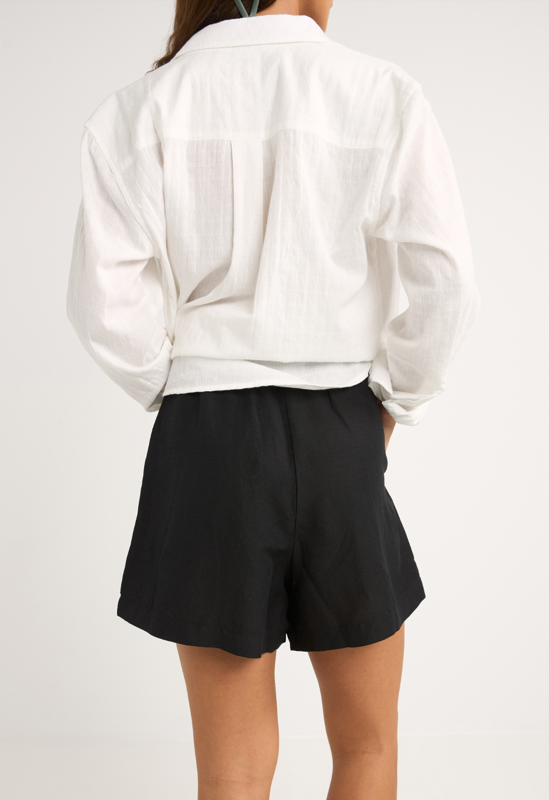 Mini Linen Elasticated Short - Black