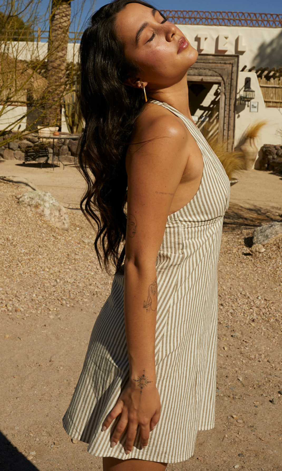 Valley Stripe Halter Mini Dress