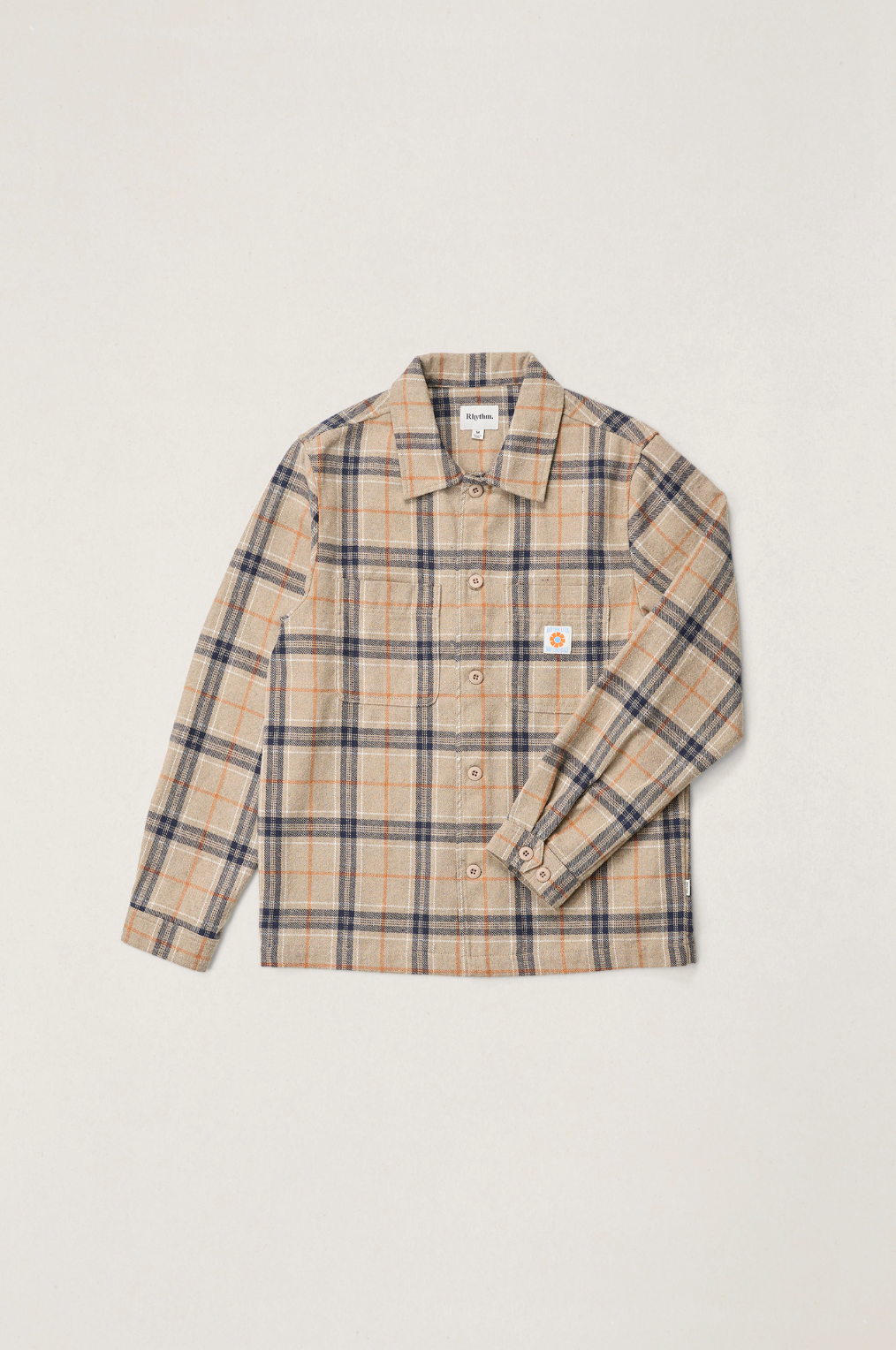 Oscar Check Long Sleeve Shirt - Stone