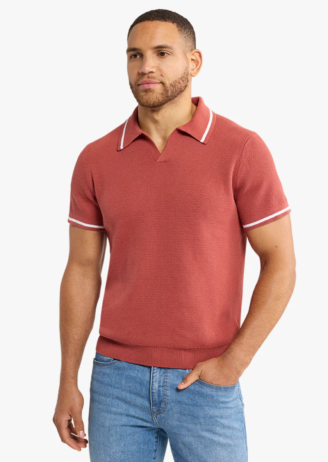 Neptune Sweater Polo - Washed Red