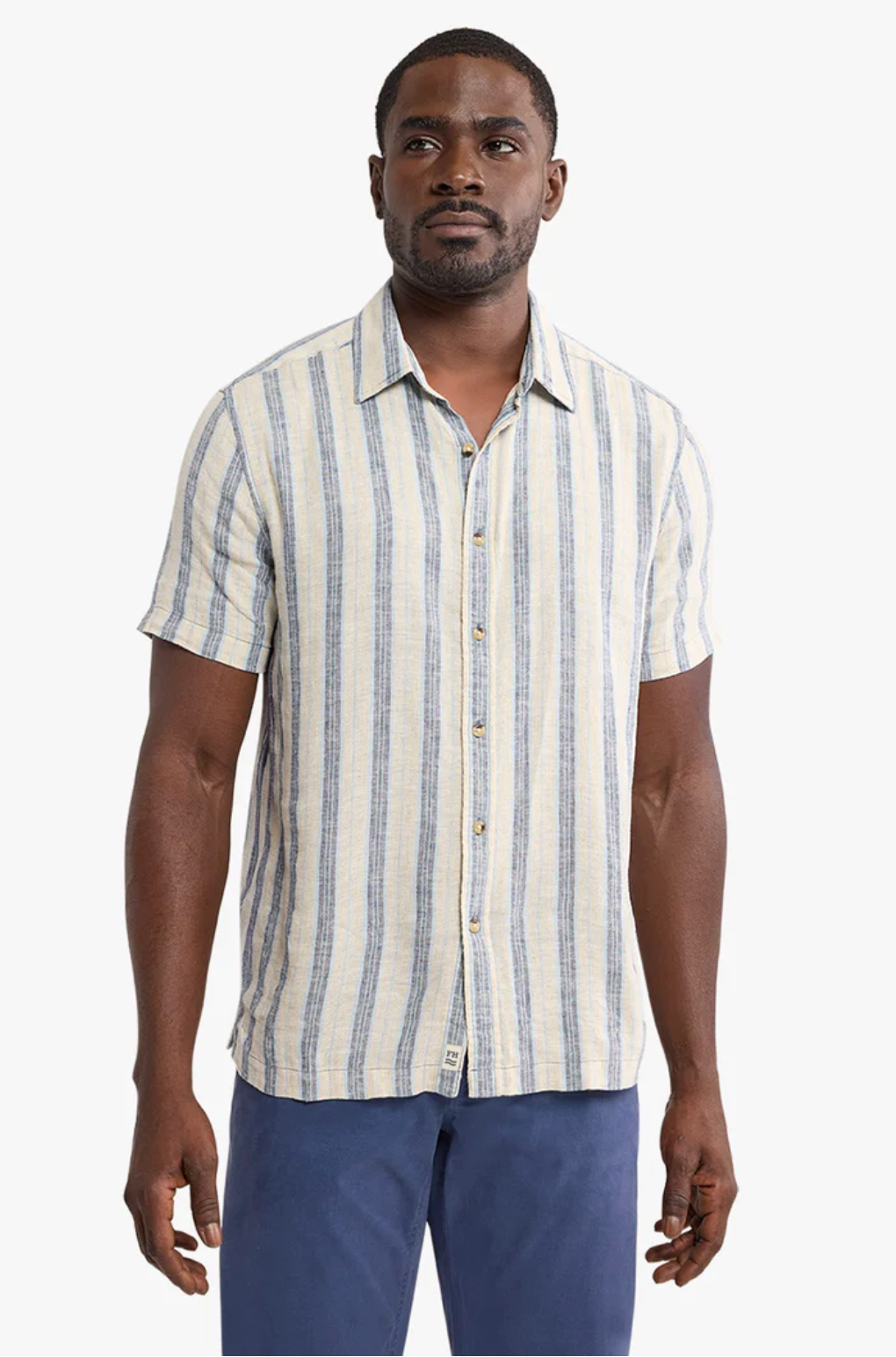 Oasis Textured Shirt - Sea Blue Stripe