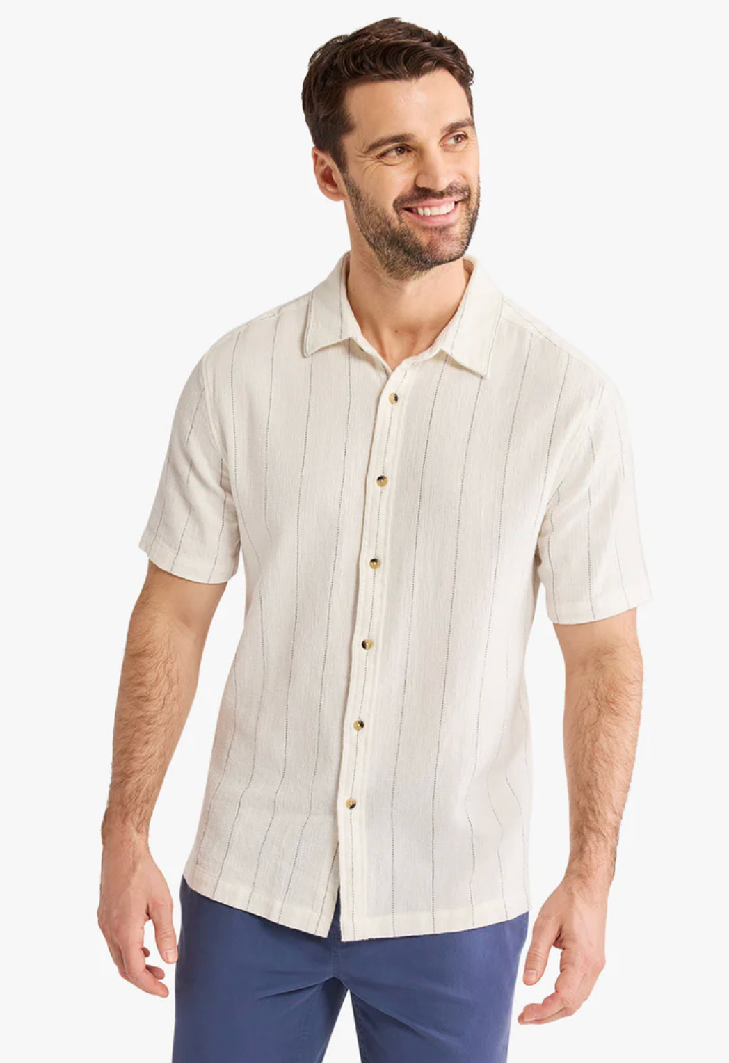 Oasis Textured Shirt - Shell Stripe