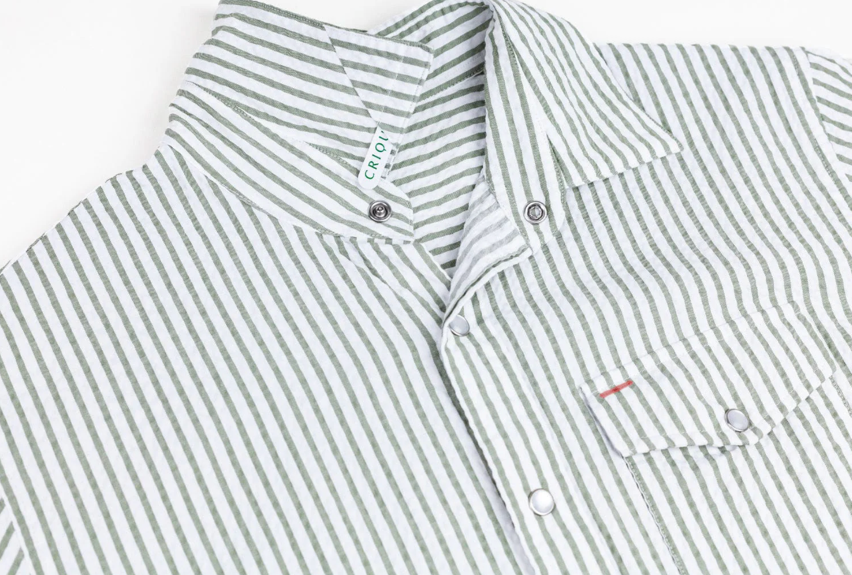 Short Sleeve Performance Pearl Snap - Sage Seersucker