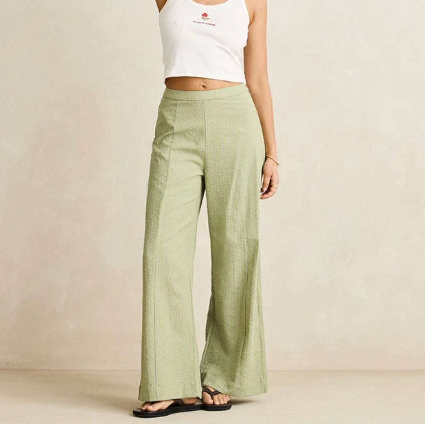 Vista Stripe Wide Leg Pant - Olive