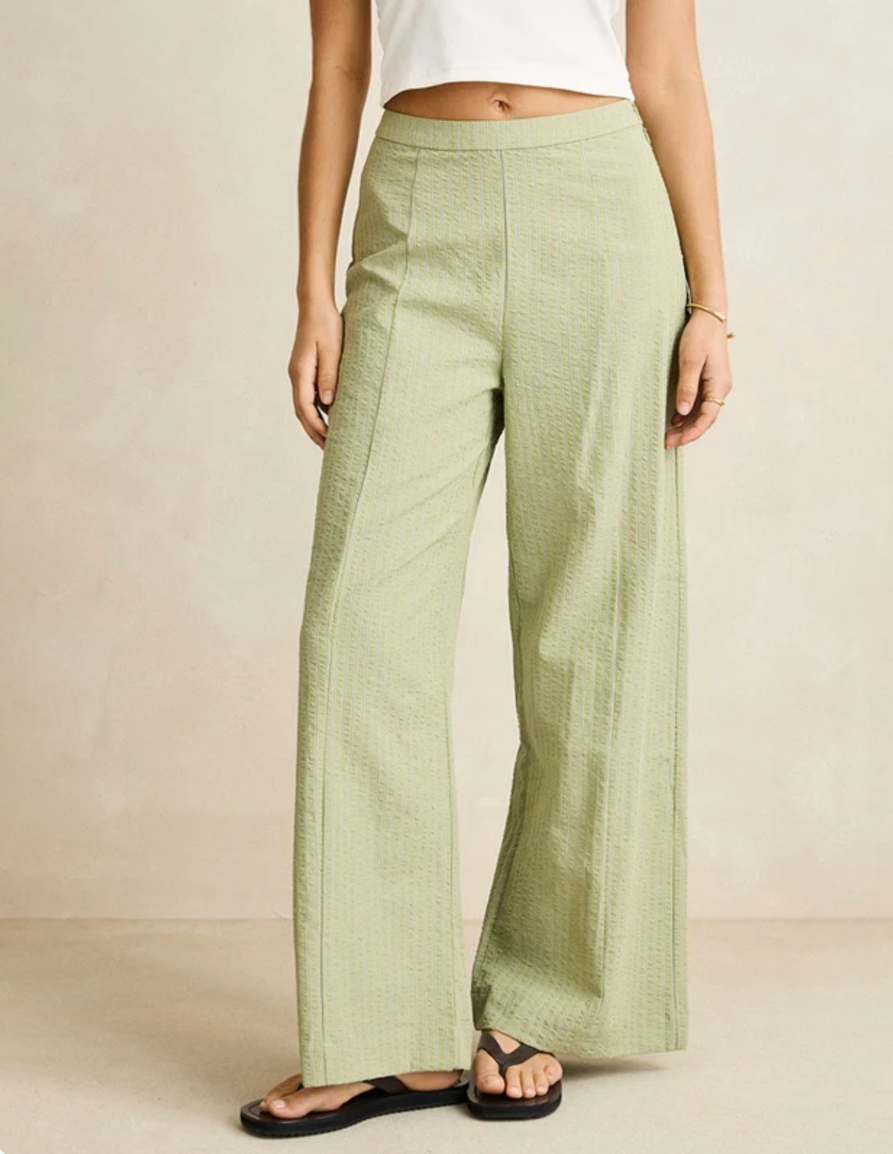 Vista Stripe Wide Leg Pant - Olive