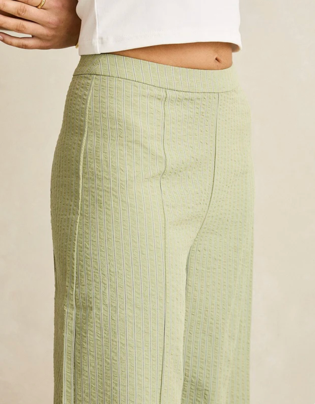 Vista Stripe Wide Leg Pant - Olive