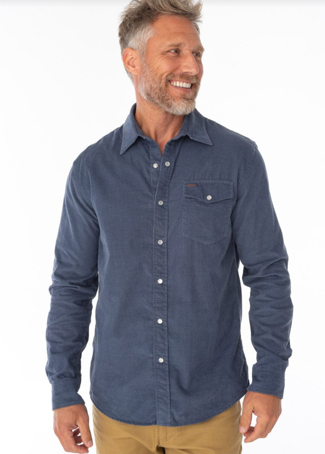 Corduroy Pearl Snap - Slate Blue