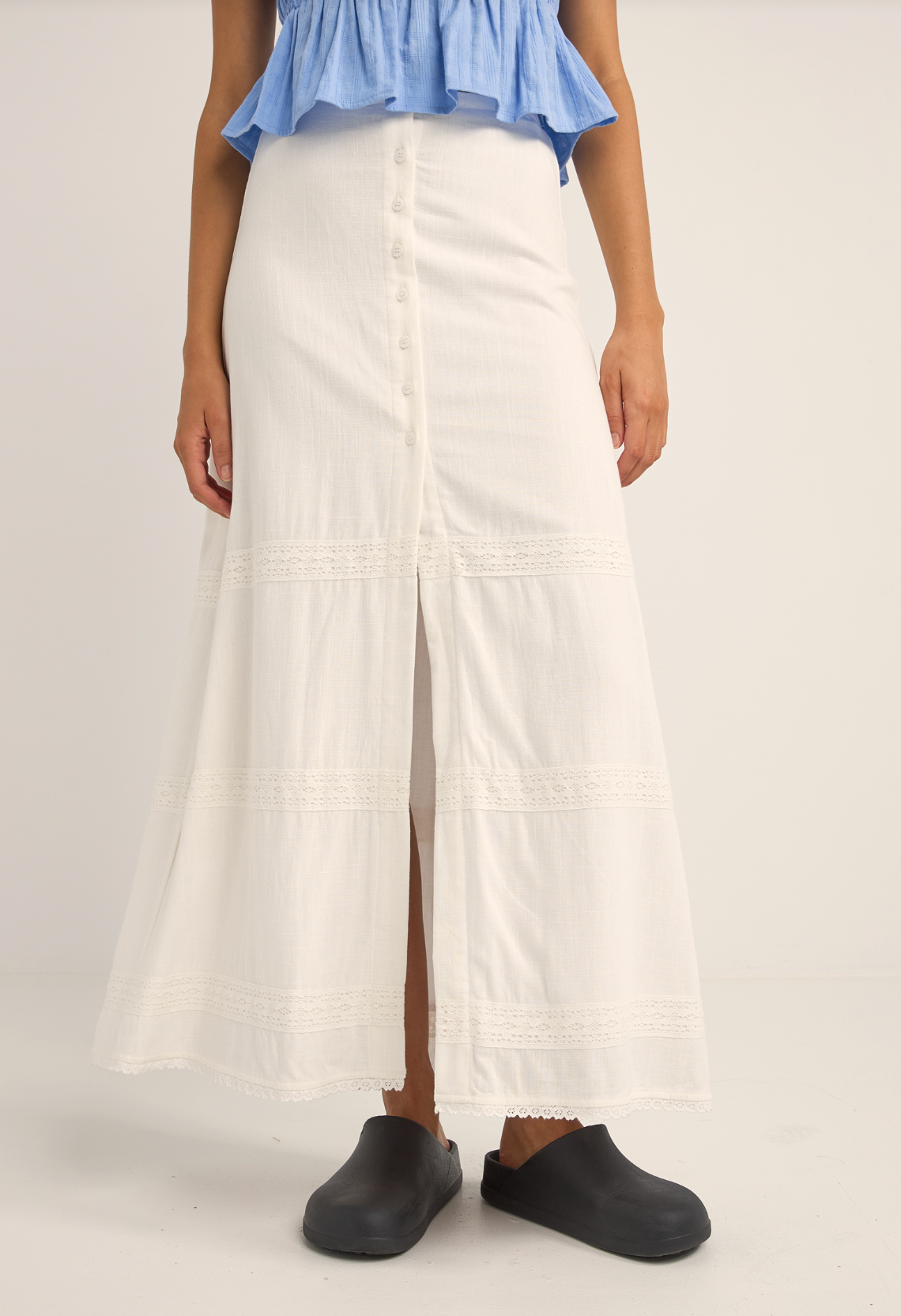 Pearl Button Front Maxi
