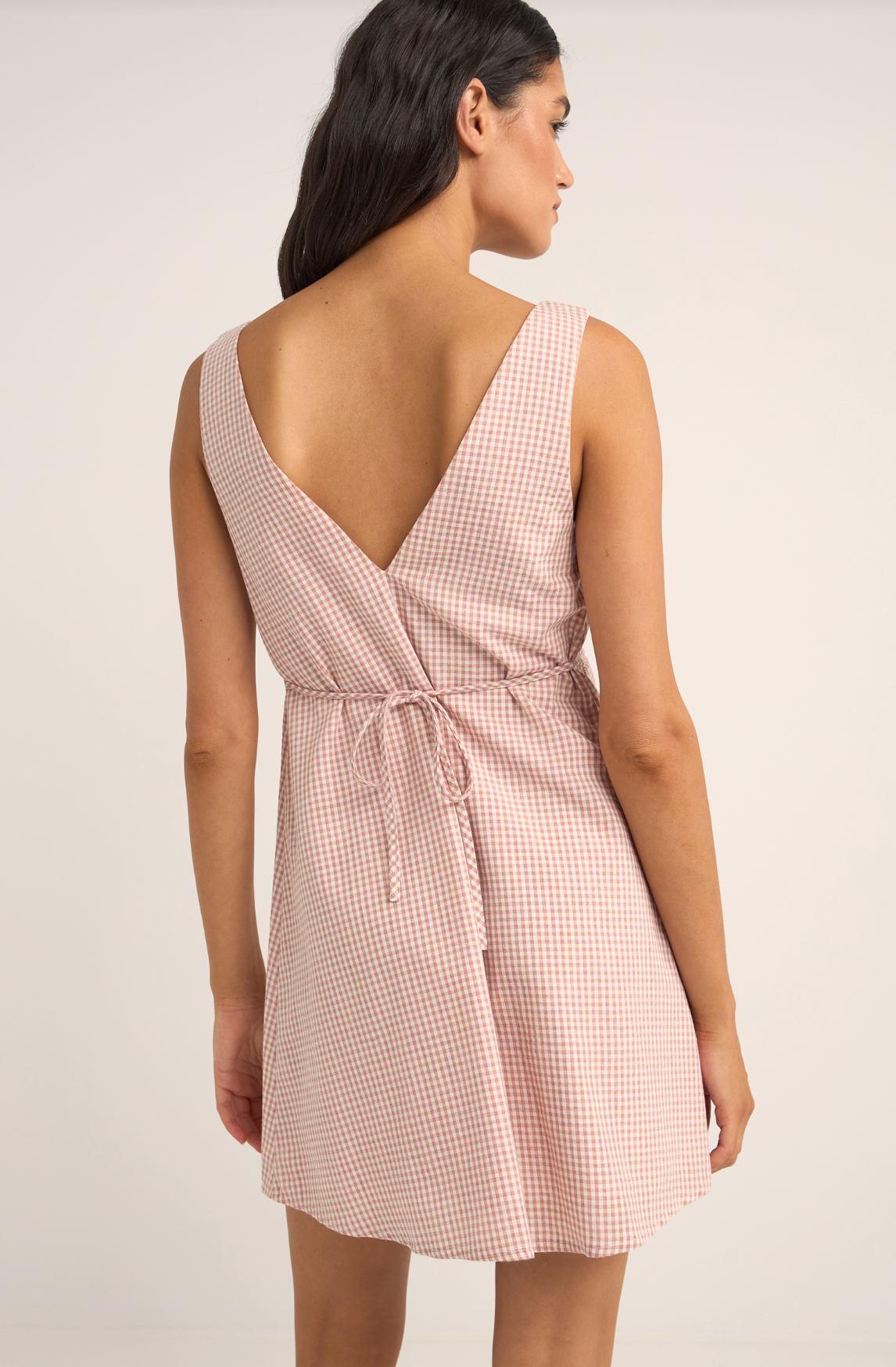 Lola Check Mini Dress - Dusty Pink