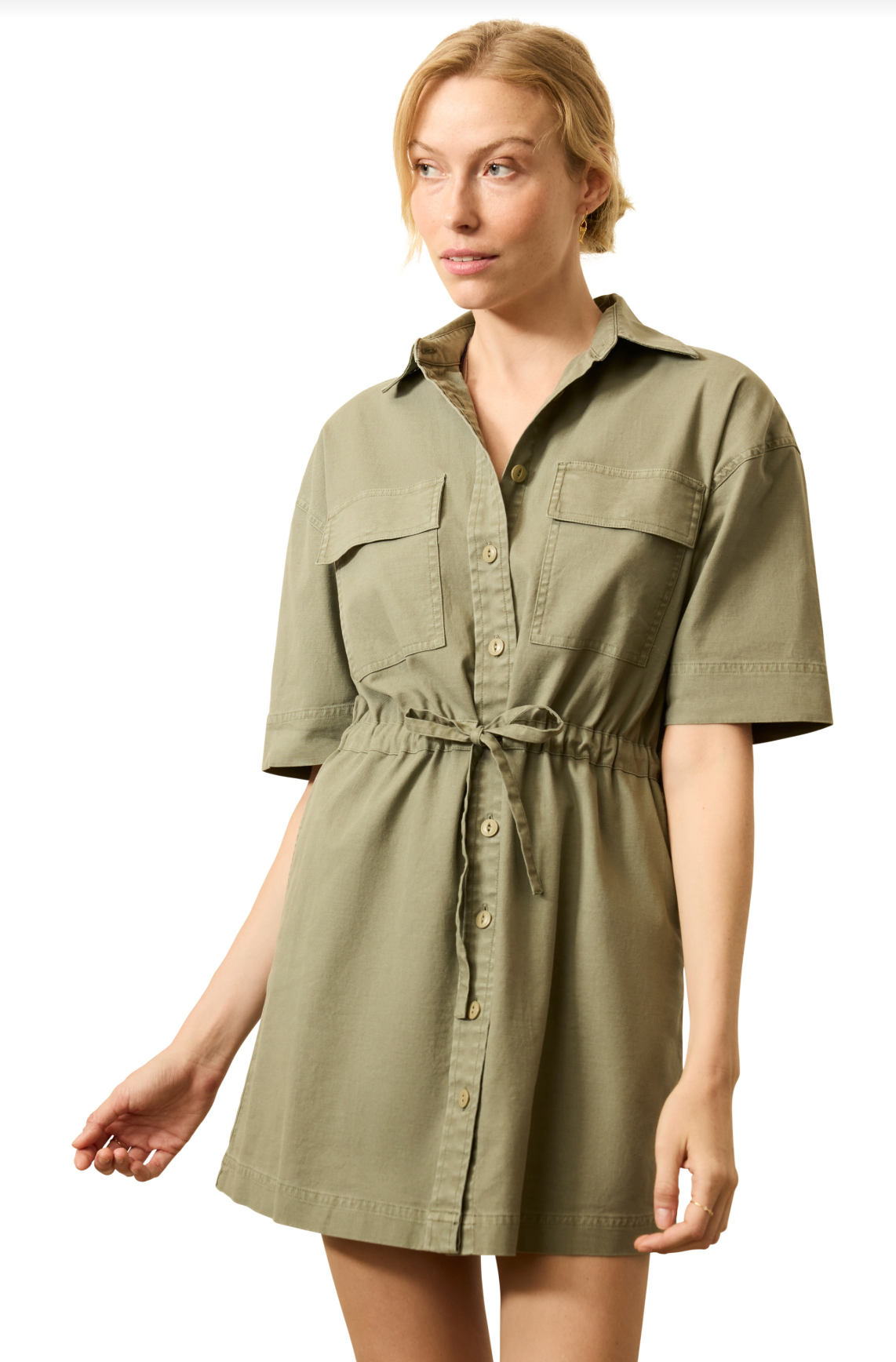 Utility Twill Mini Shirtdress
