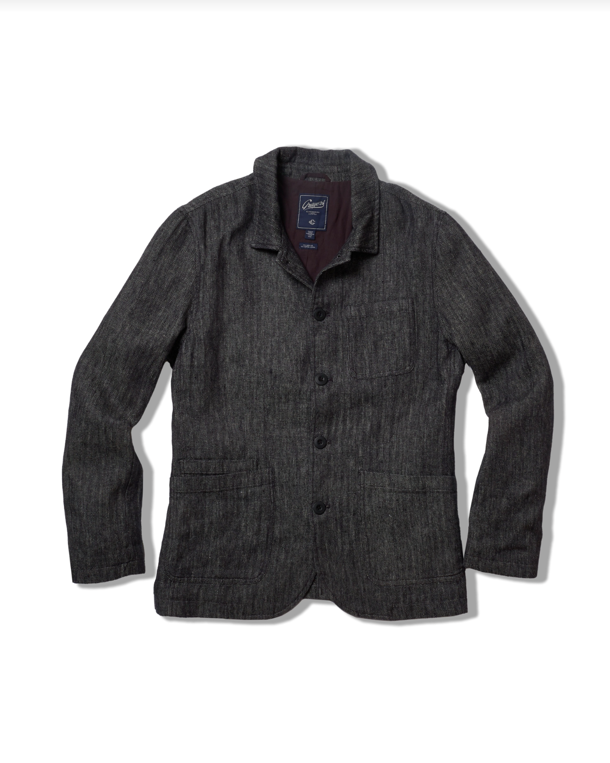 Gaudet Herringbone French Chore Jacket - Navy Herringbone