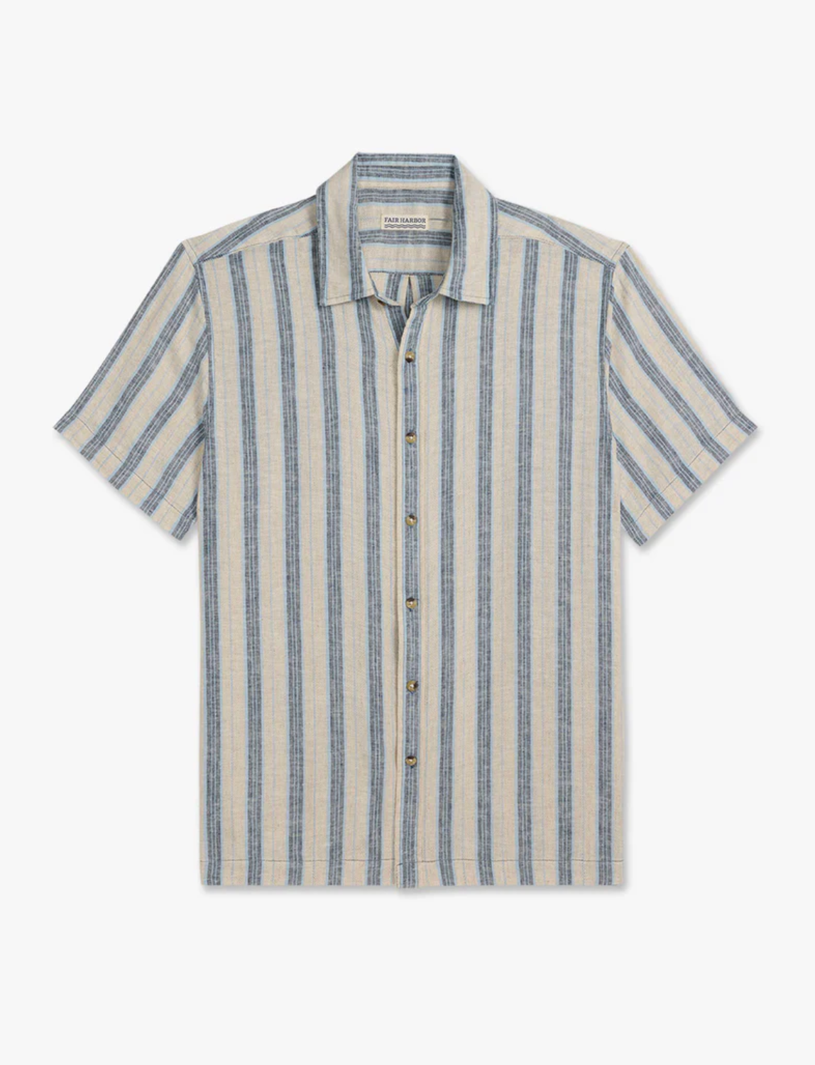 Oasis Textured Shirt - Sea Blue Stripe