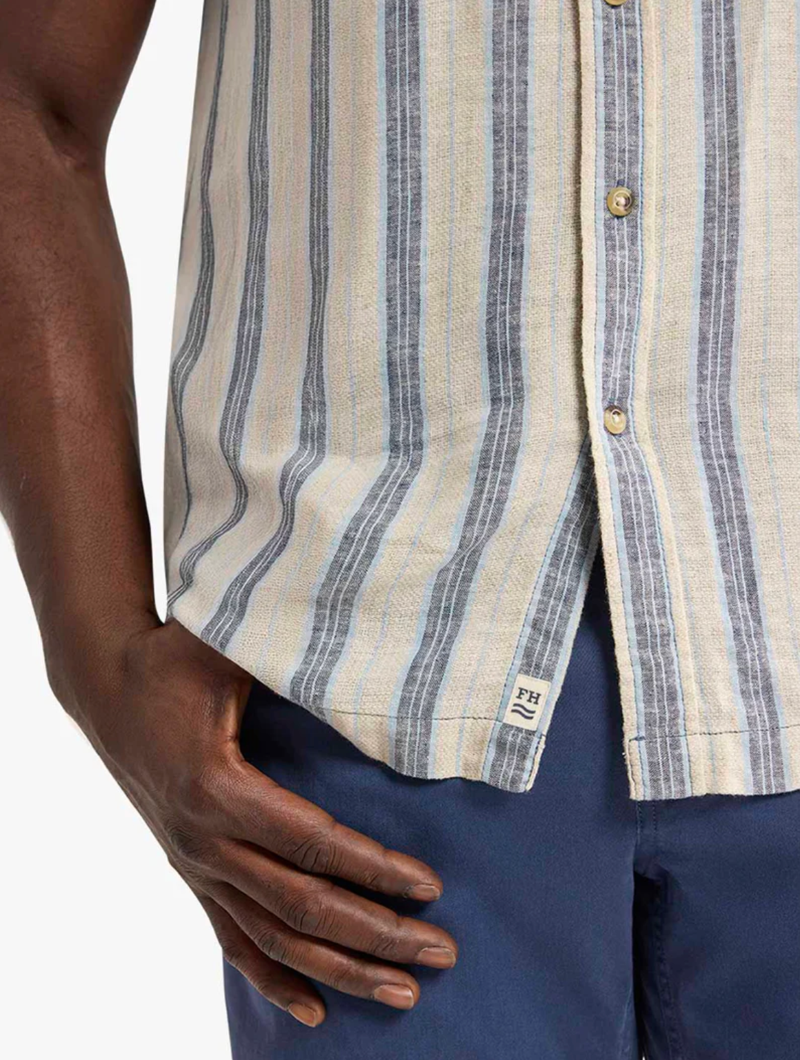 Oasis Textured Shirt - Sea Blue Stripe