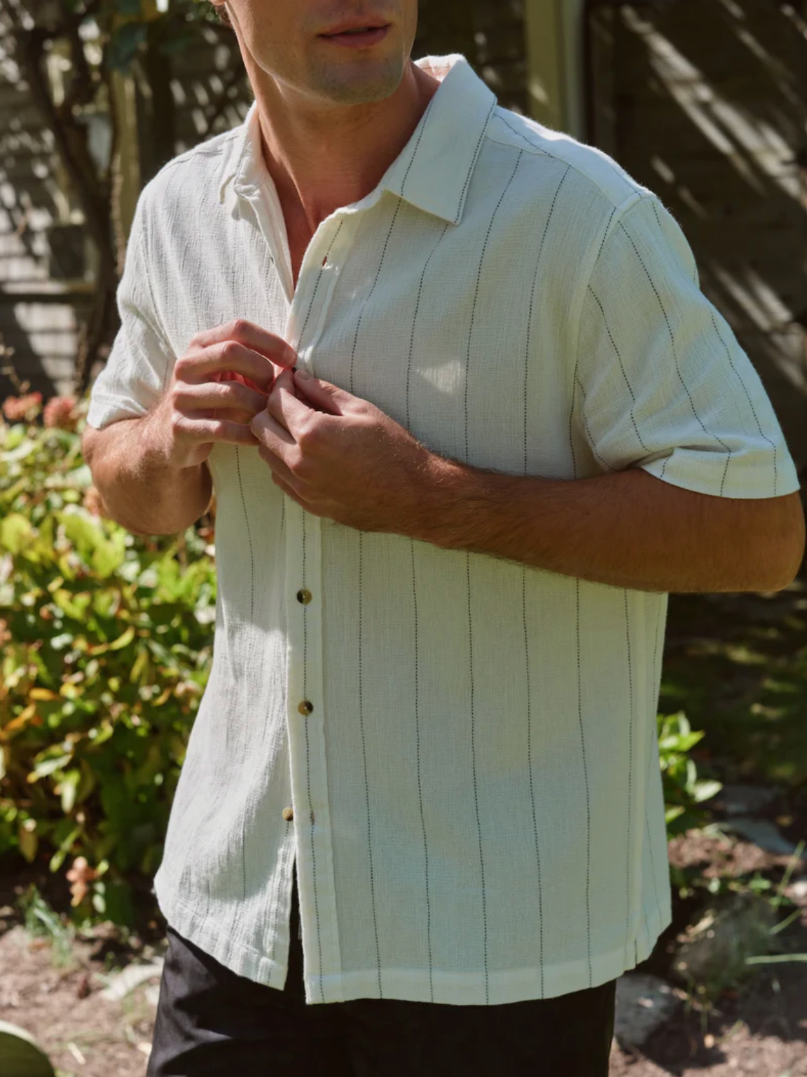 Oasis Textured Shirt - Shell Stripe