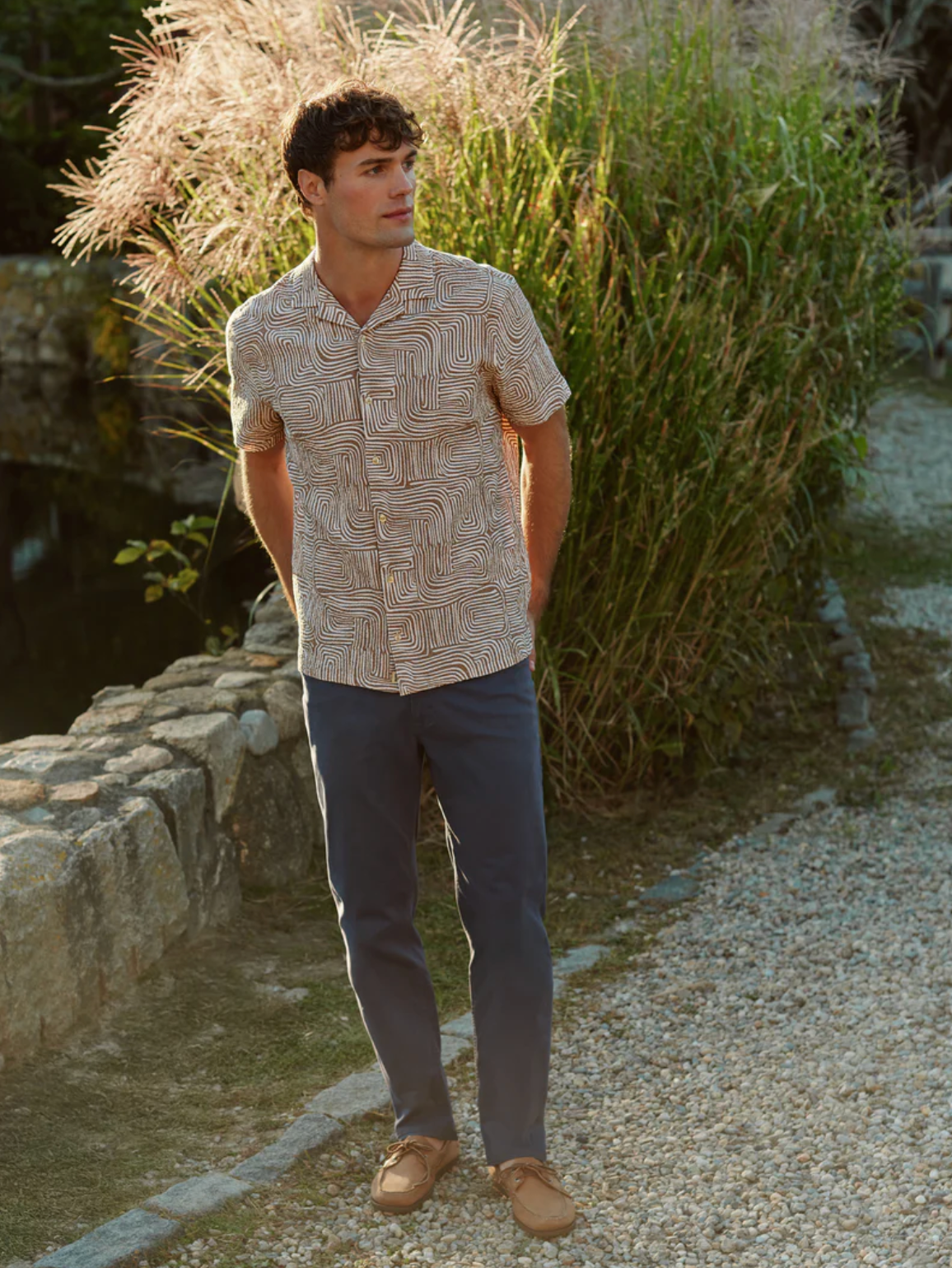 Castaway Textured Camp Shirt - Wavy Sands