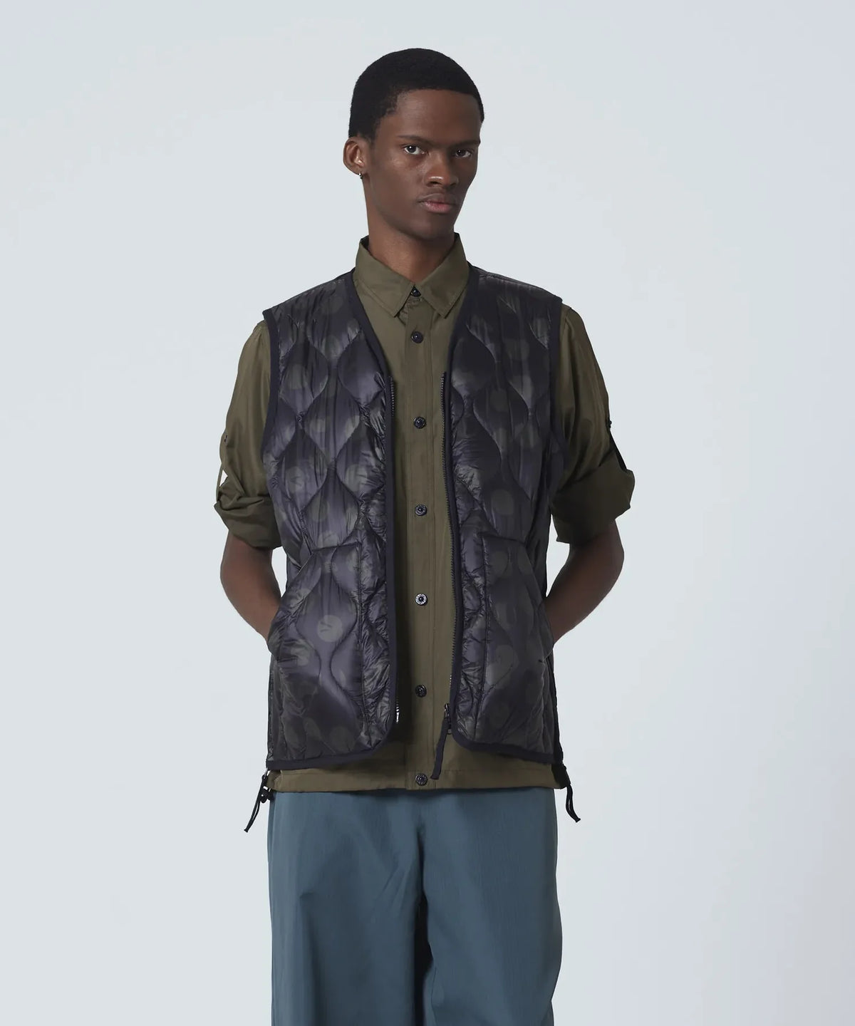 Unisex Military V-Neck W-Zip Down Vest (Soft Shell)
