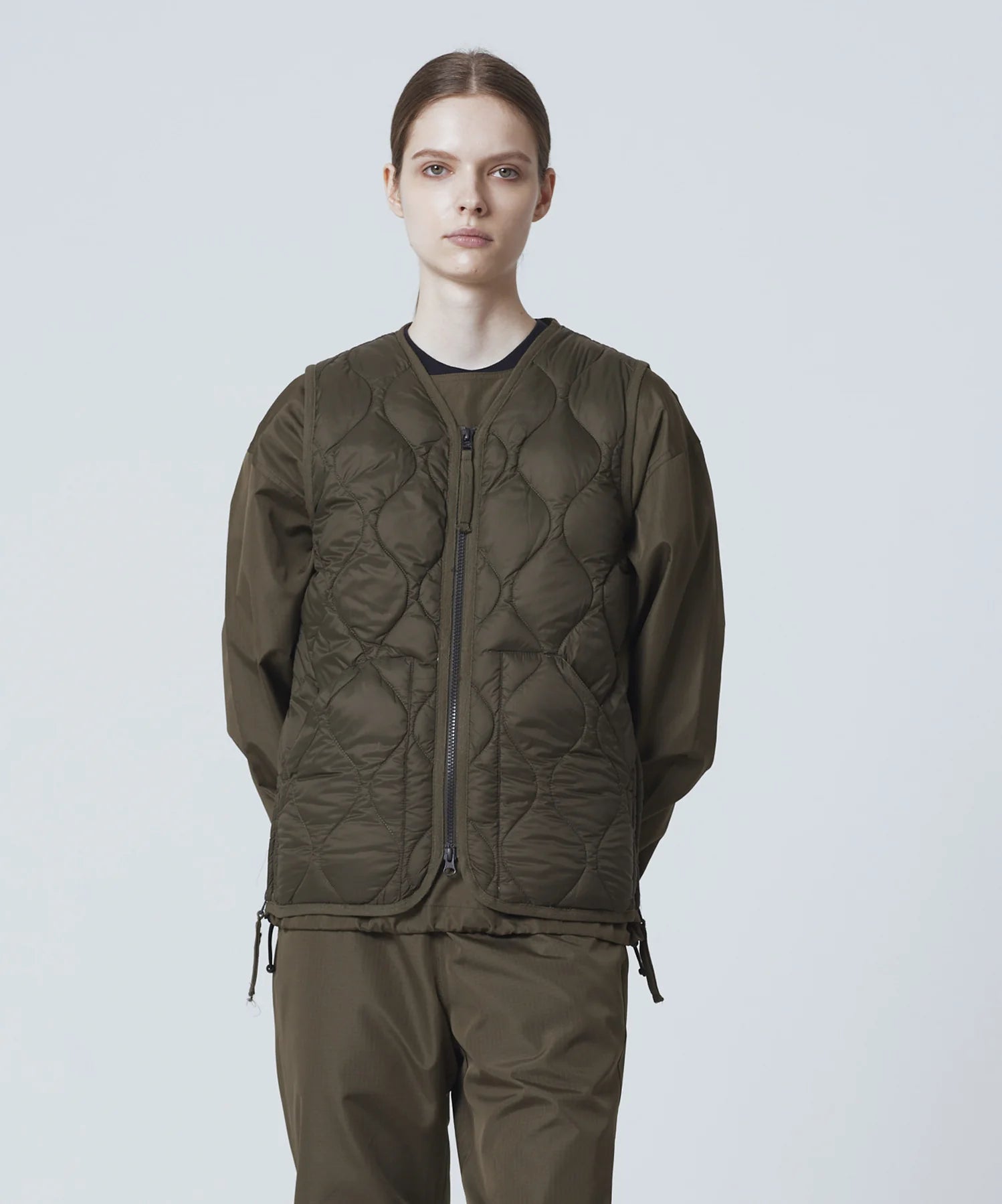 Unisex Military V-Neck W-Zip Down Vest (Soft Shell)