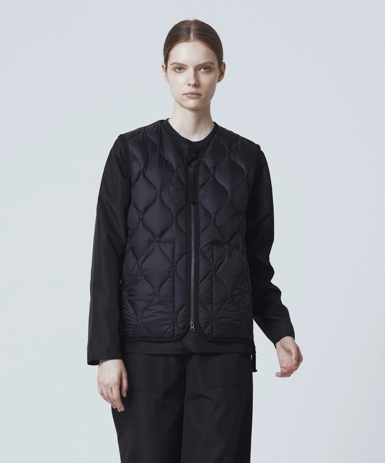 Unisex Military V-Neck W-Zip Down Vest (Soft Shell)