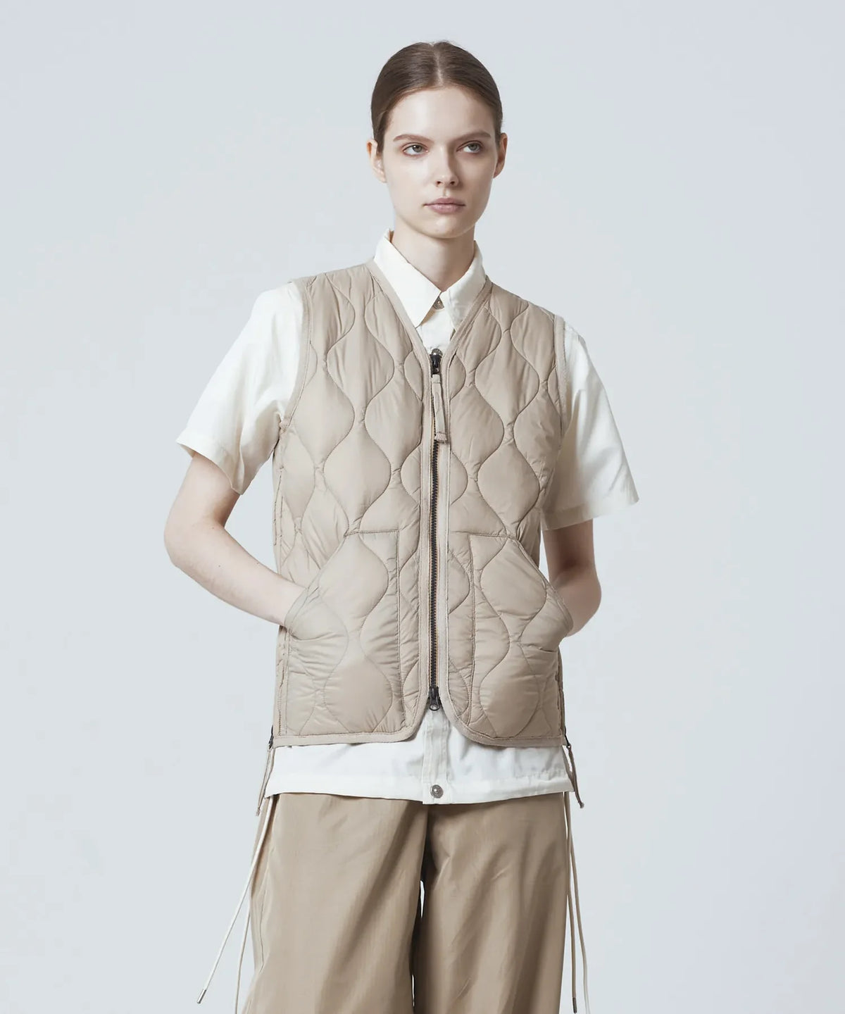 Unisex Military V-Neck W-Zip Down Vest (Soft Shell)