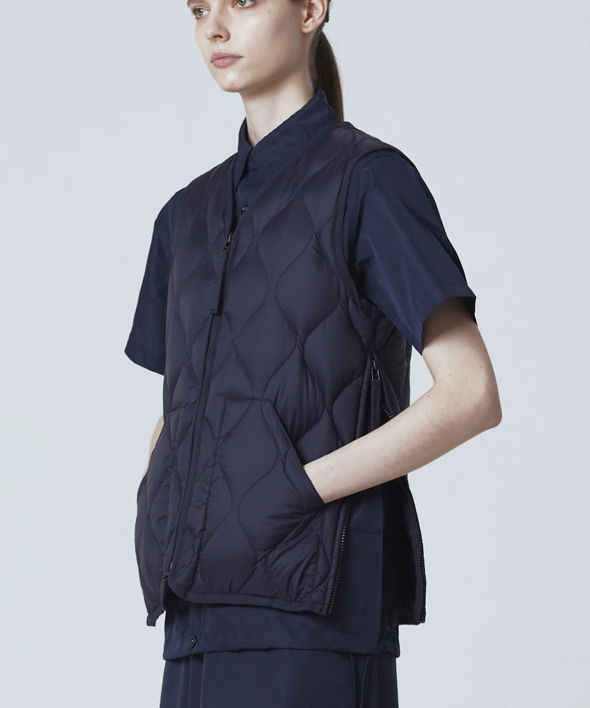 Unisex Military V-Neck W-Zip Down Vest (Soft Shell)