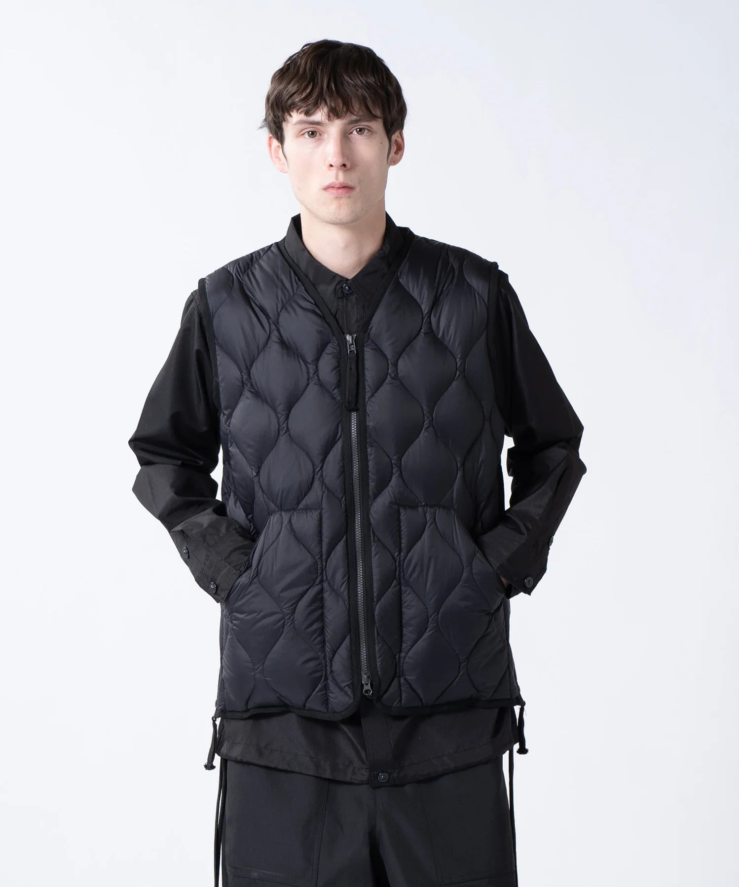 Unisex Military V-Neck W-Zip Down Vest (Soft Shell)