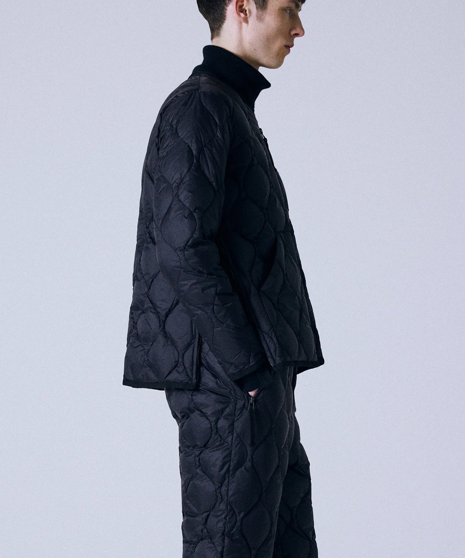 Unisex Military W-Zip V-Neck Down Jacket (Soft Shell)