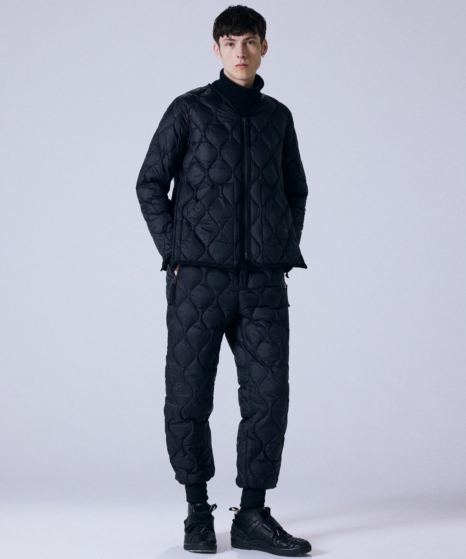 Unisex Military W-Zip V-Neck Down Jacket (Soft Shell)