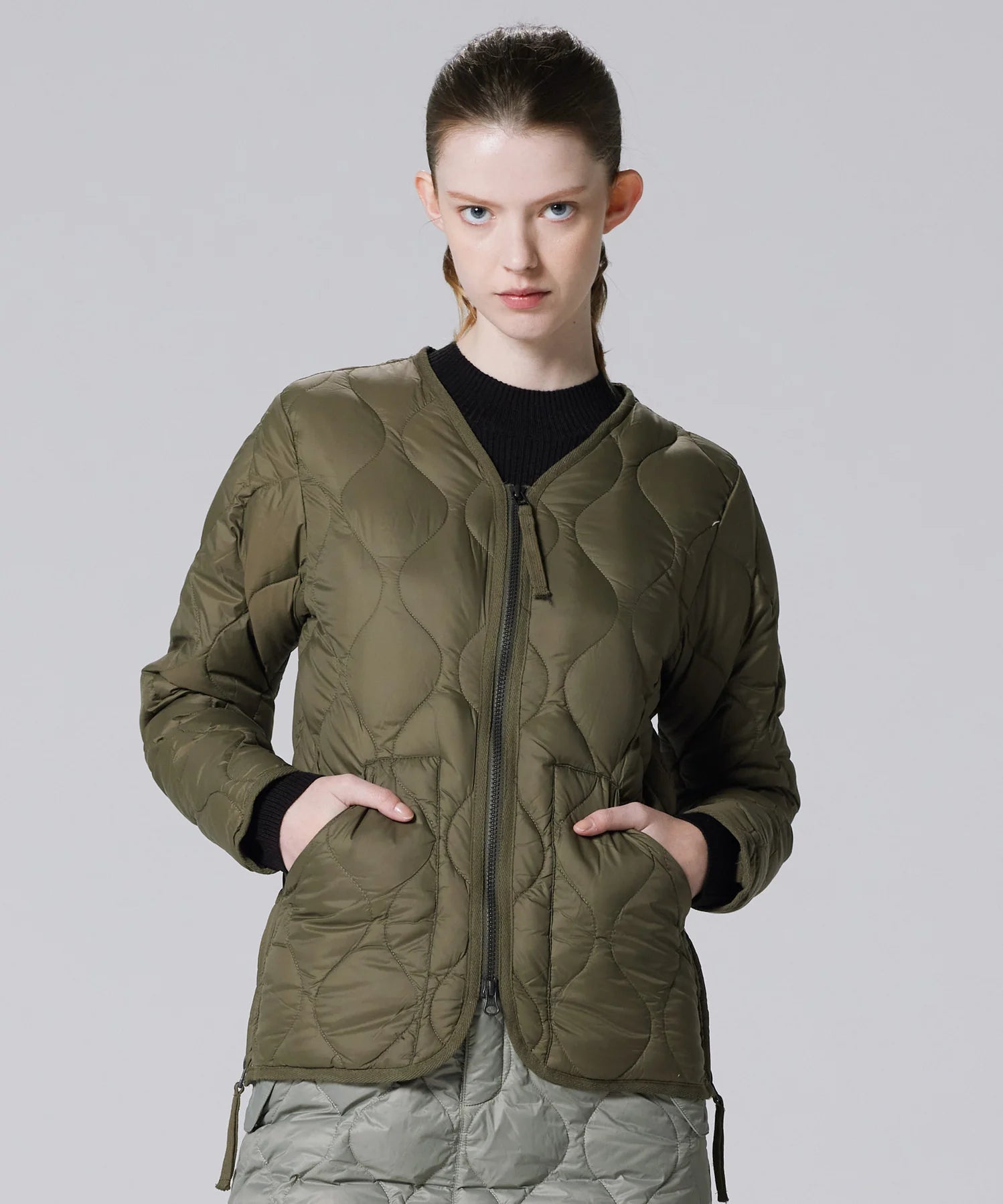 Unisex Military W-Zip V-Neck Down Jacket (Soft Shell)
