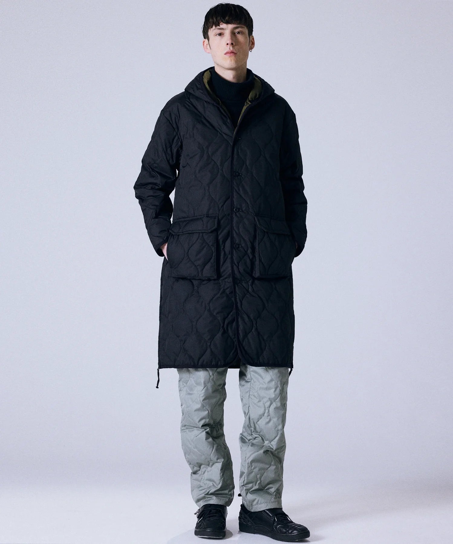 Unisex Military Hood Long Down Coat (Hard Shell)