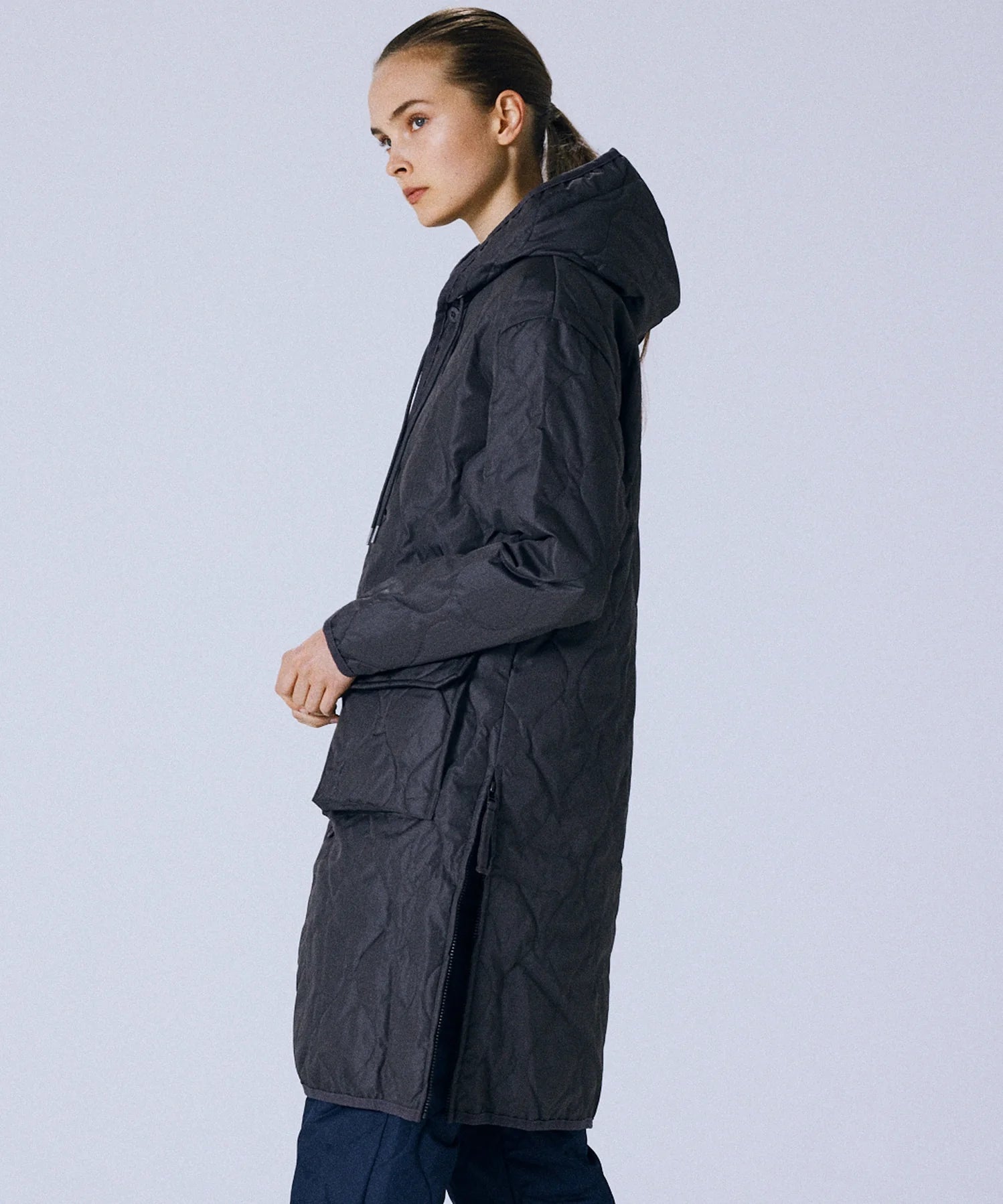 Unisex Military Hood Long Down Coat (Hard Shell)