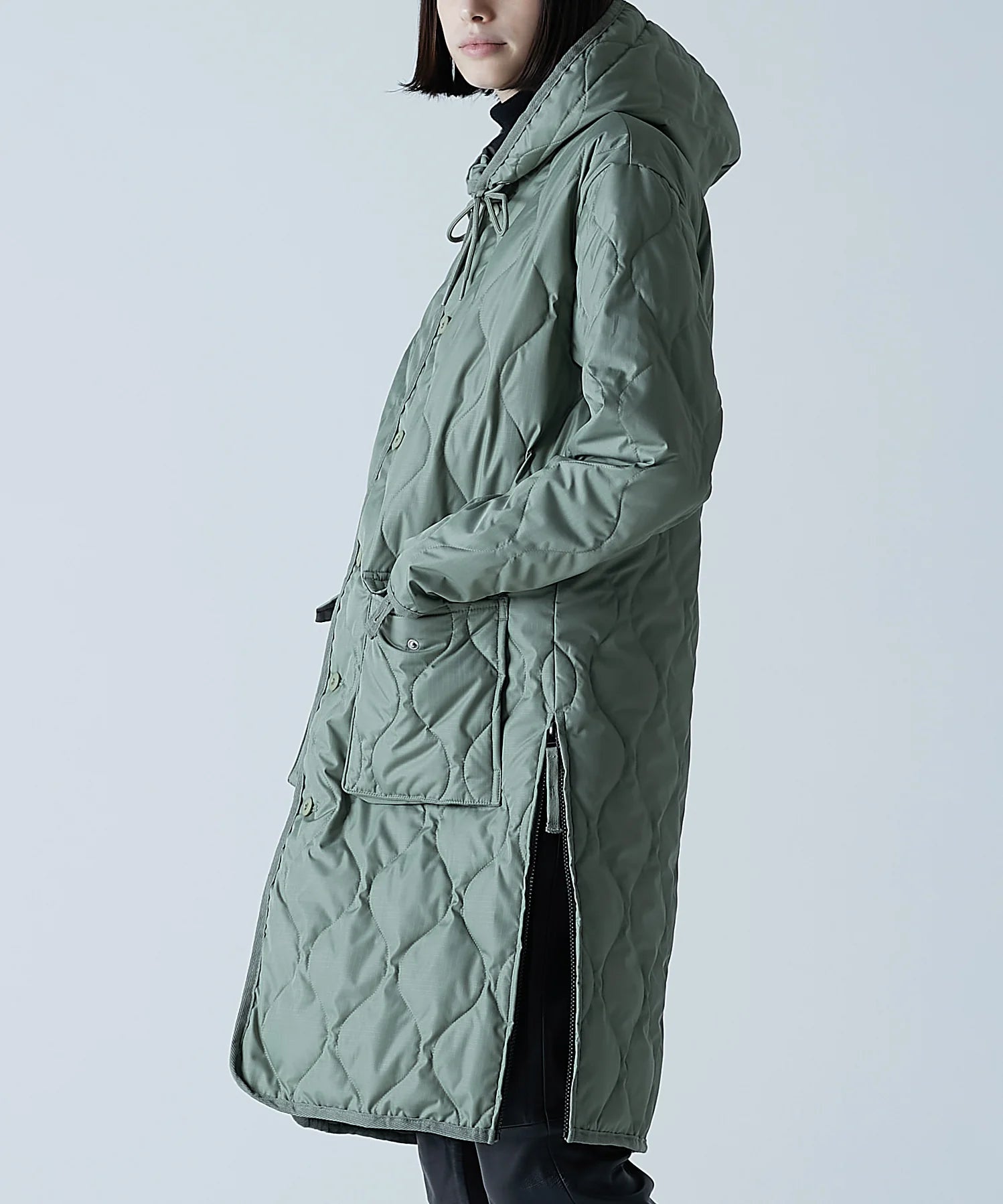 Unisex Military Hood Long Down Coat (Hard Shell)