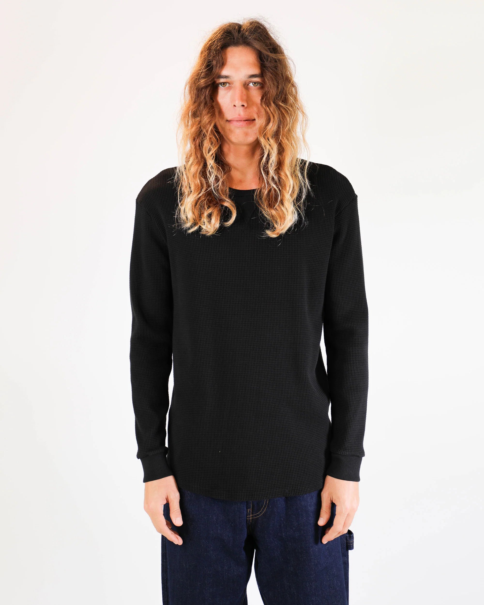 Waffle Knit Thermal - Black