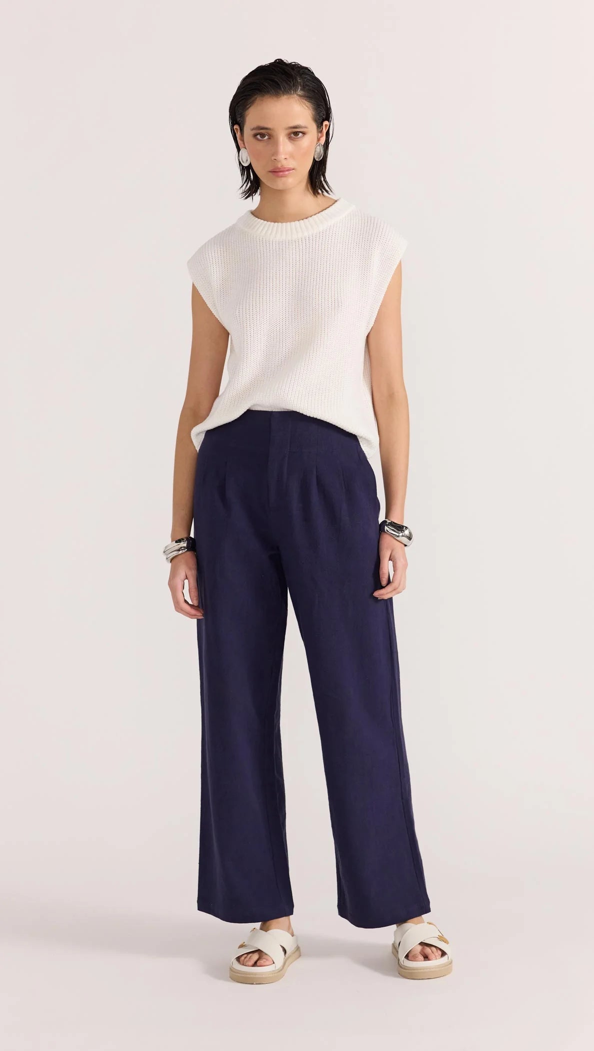 Mira Wide Leg Pants - Navy