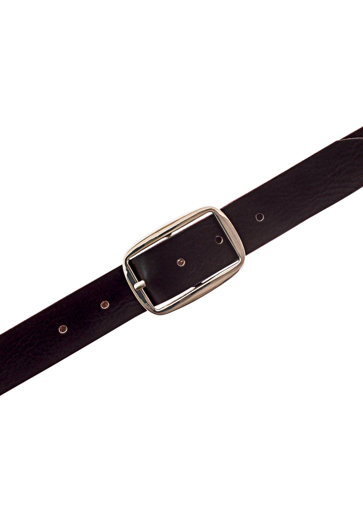 30 mm Leather Belt with Light Gold Buckle - Dark Brown