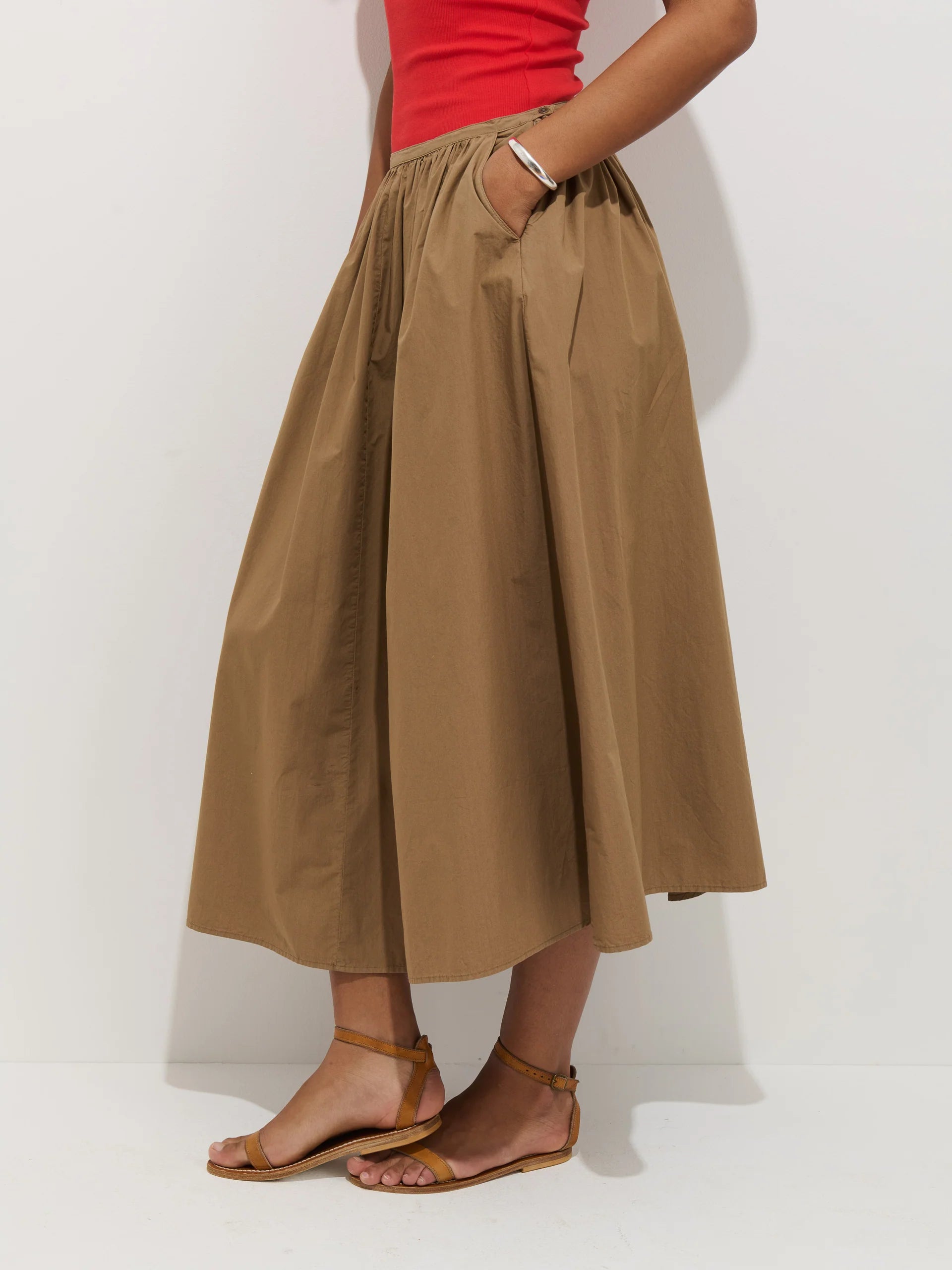 Sarah Skirt in Cotton - Field Khaki