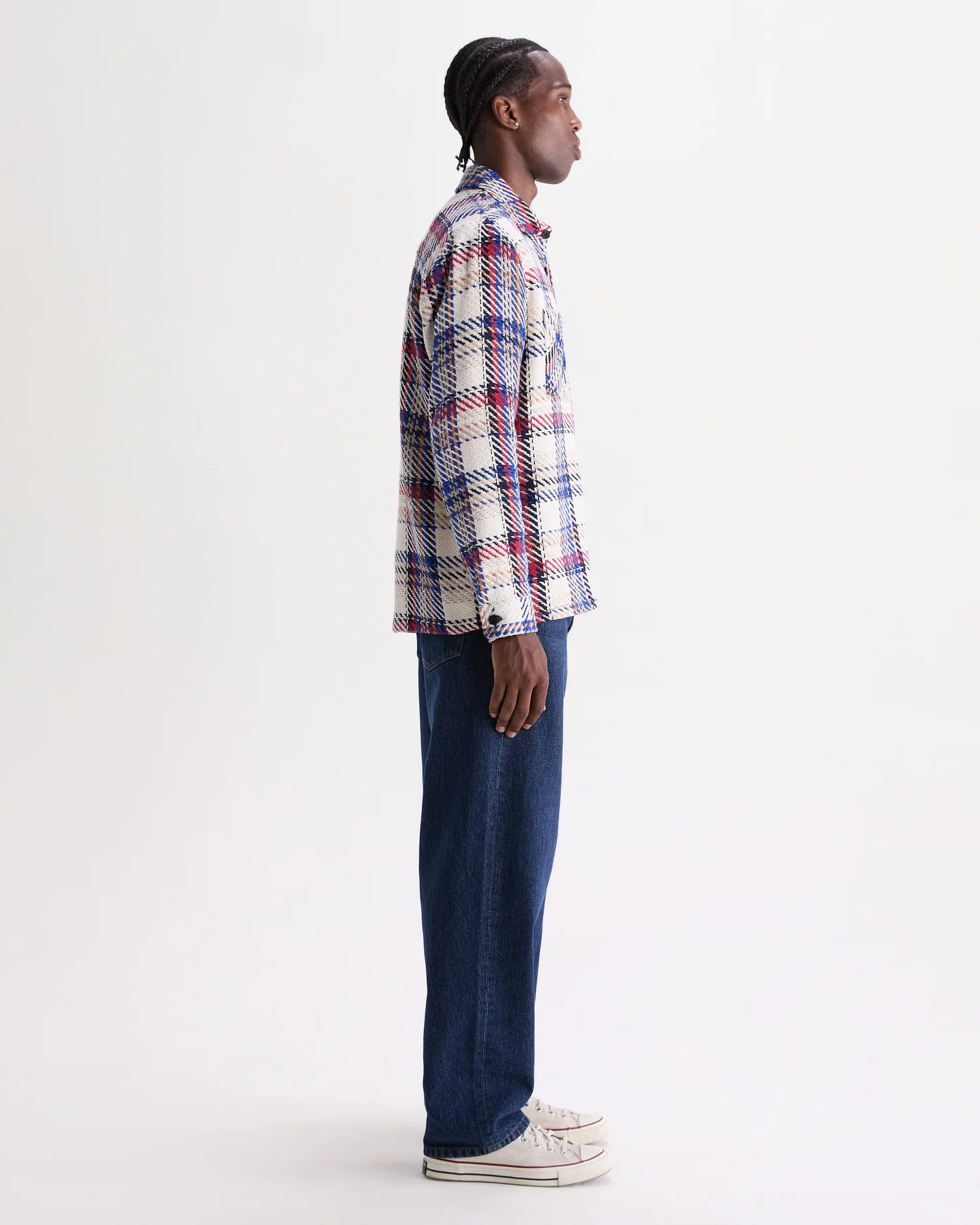 Whiting - Ecru And Red Jazz Weave Check Overshirt