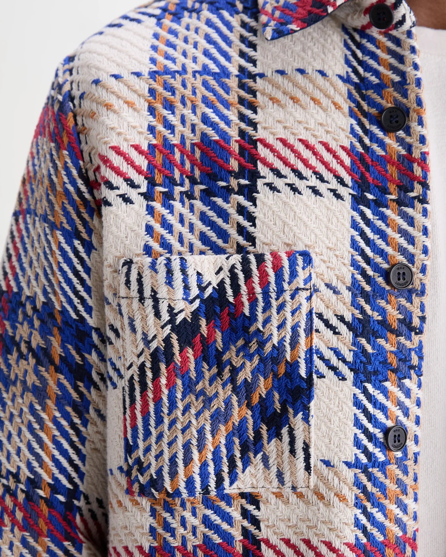 Whiting - Ecru And Red Jazz Weave Check Overshirt