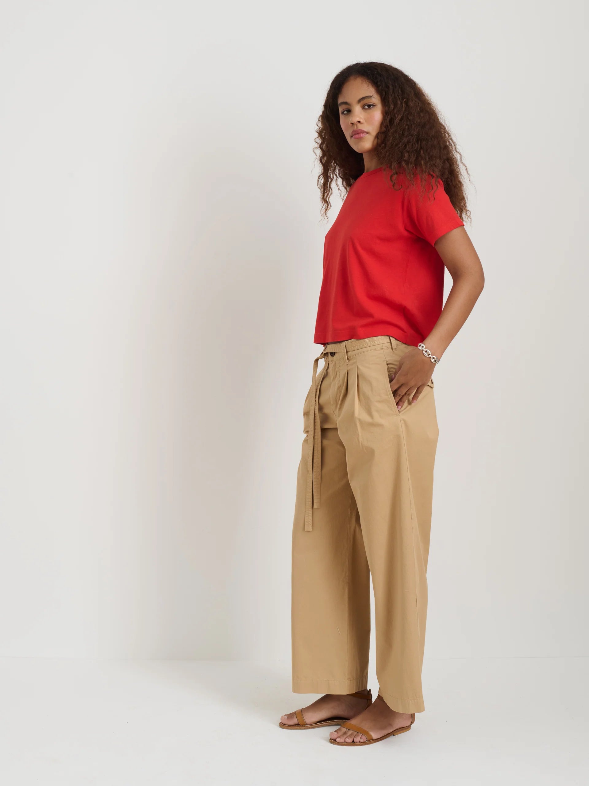 Garcon Tee in Linen Cotton - Tomato