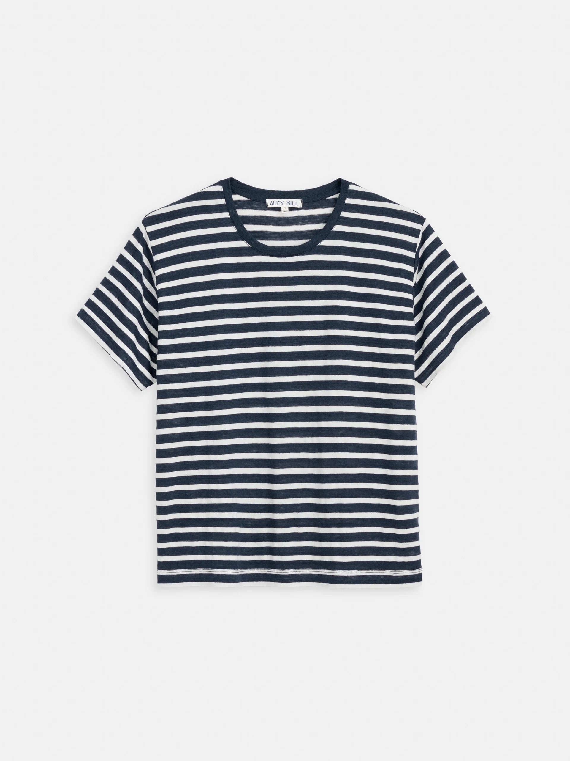 Garcon Striped Tee in Linen Cotton - Navy/Off White