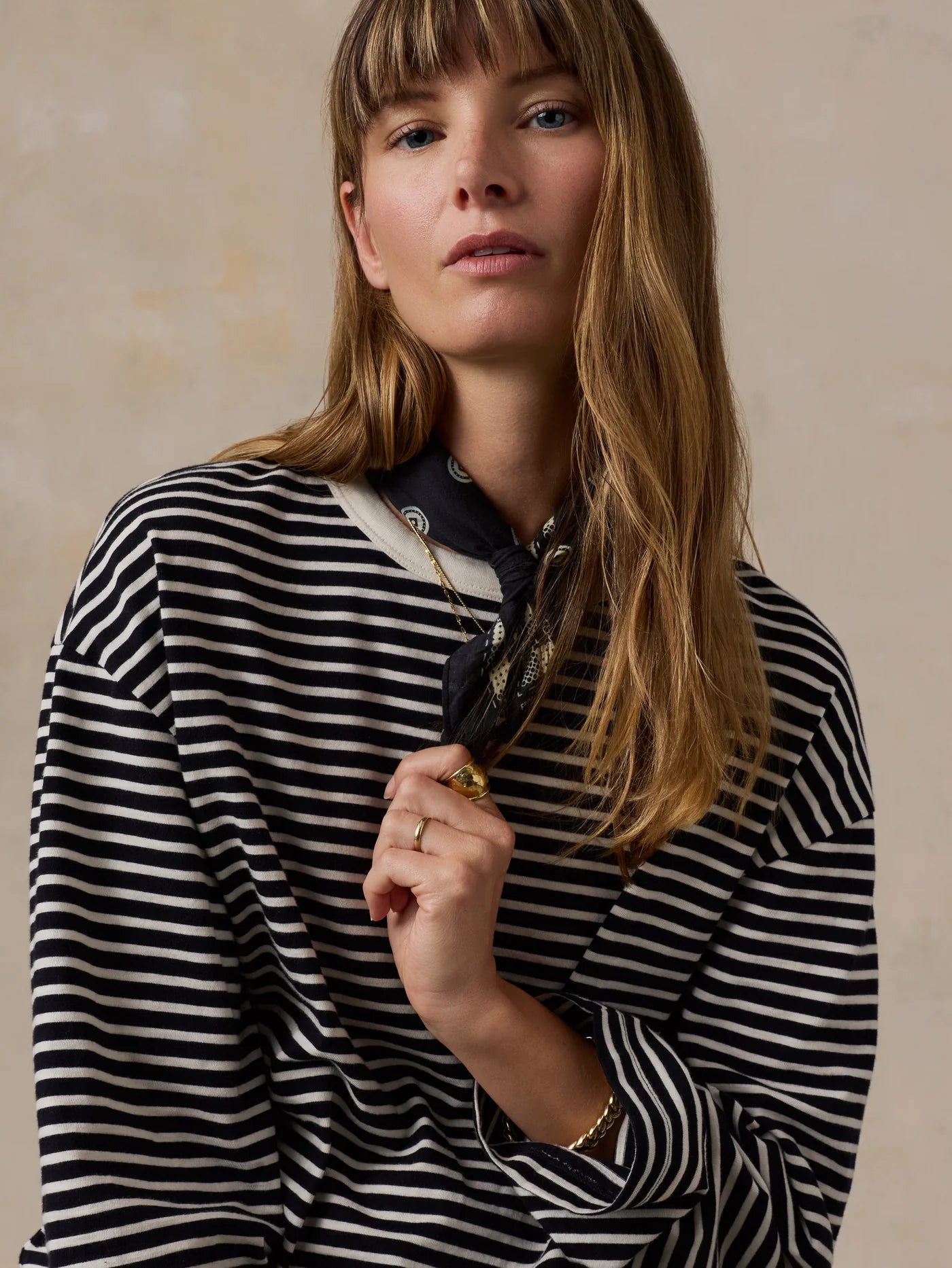 Sunwashed Long-Sleeve Retro Tee - Inkwell Stripe